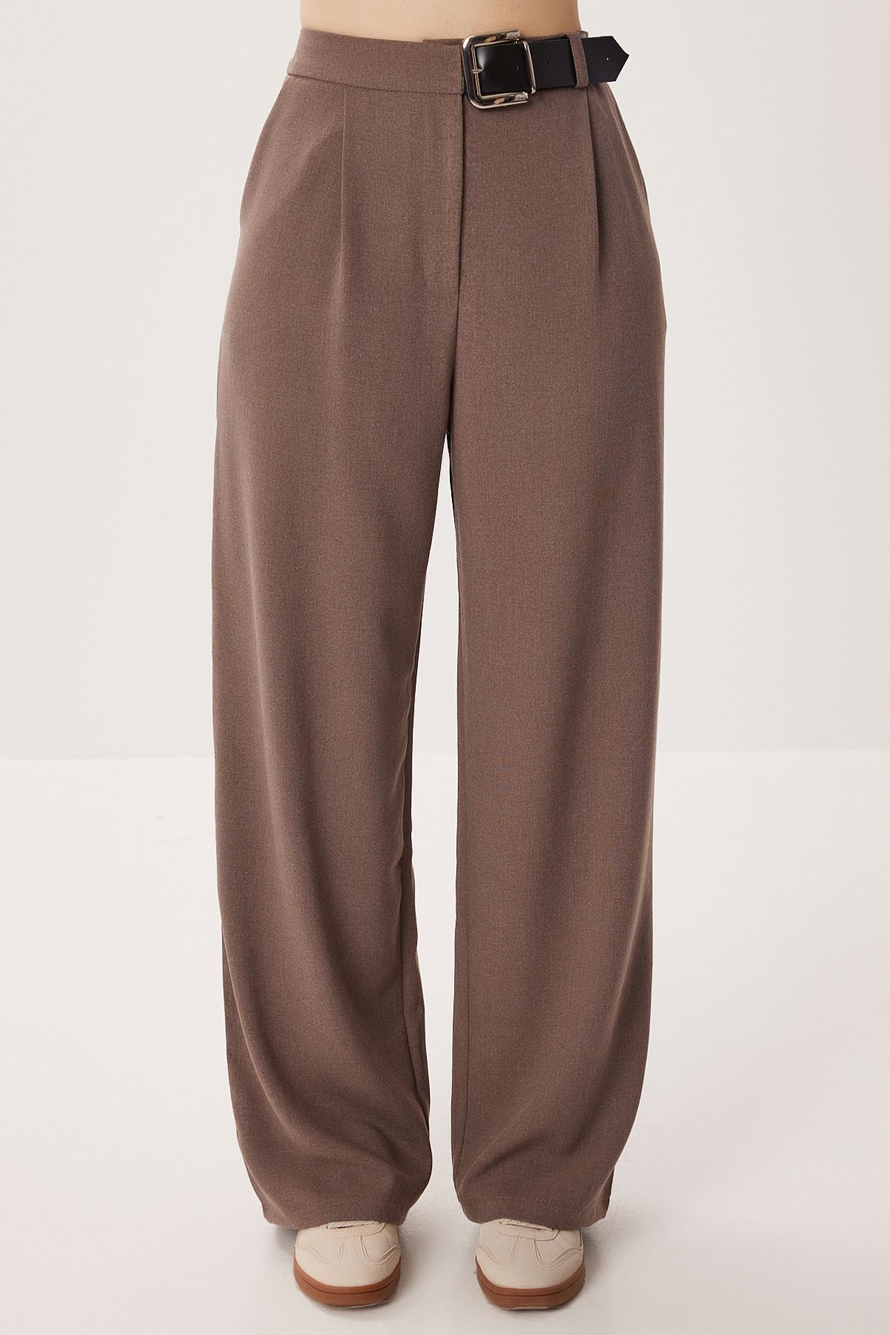 ISTANBUL High Waist Wide Leg Palazzo Trousers with Belt 3