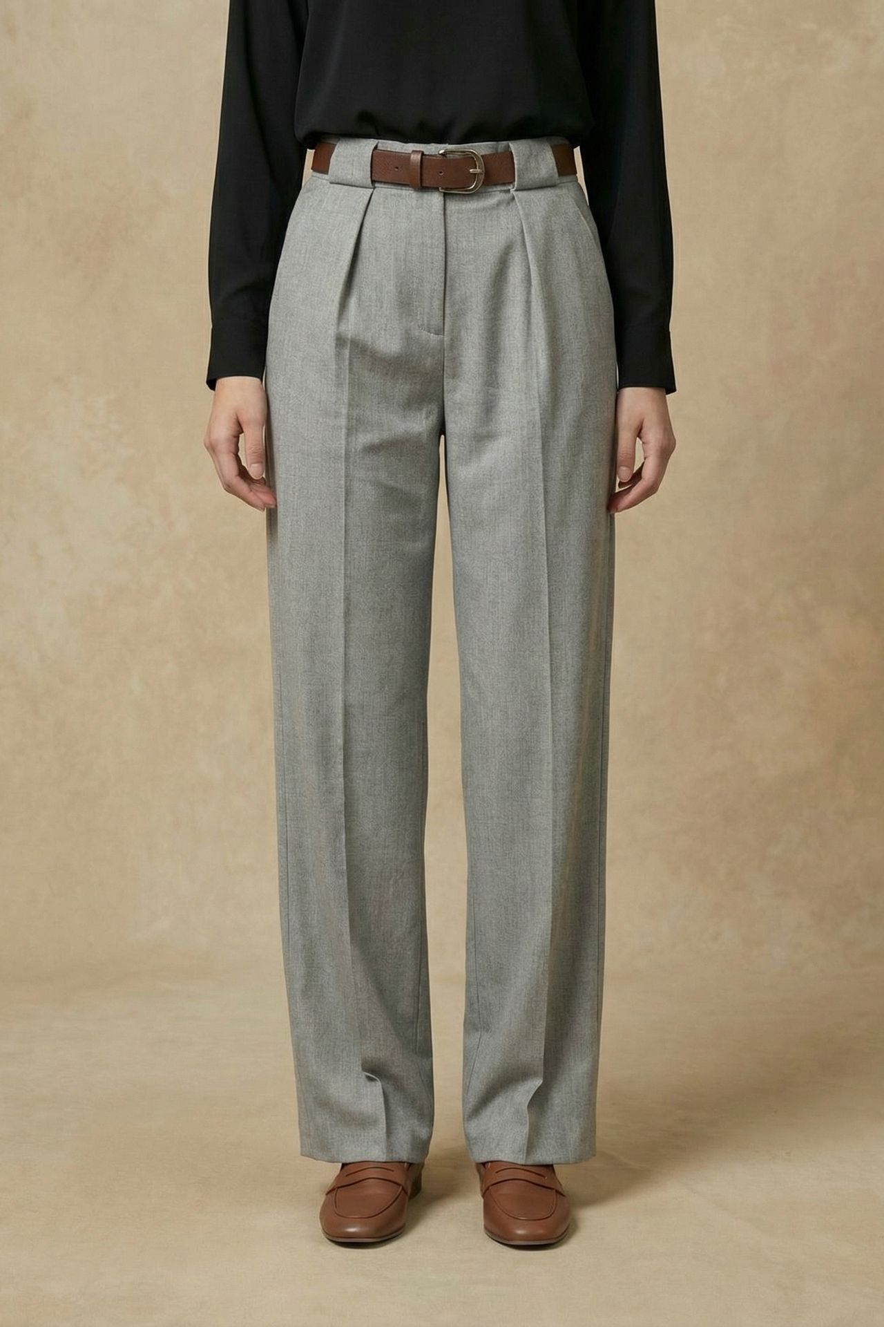 MY FASHION High Waist Pleated Wide Leg Trousers 2