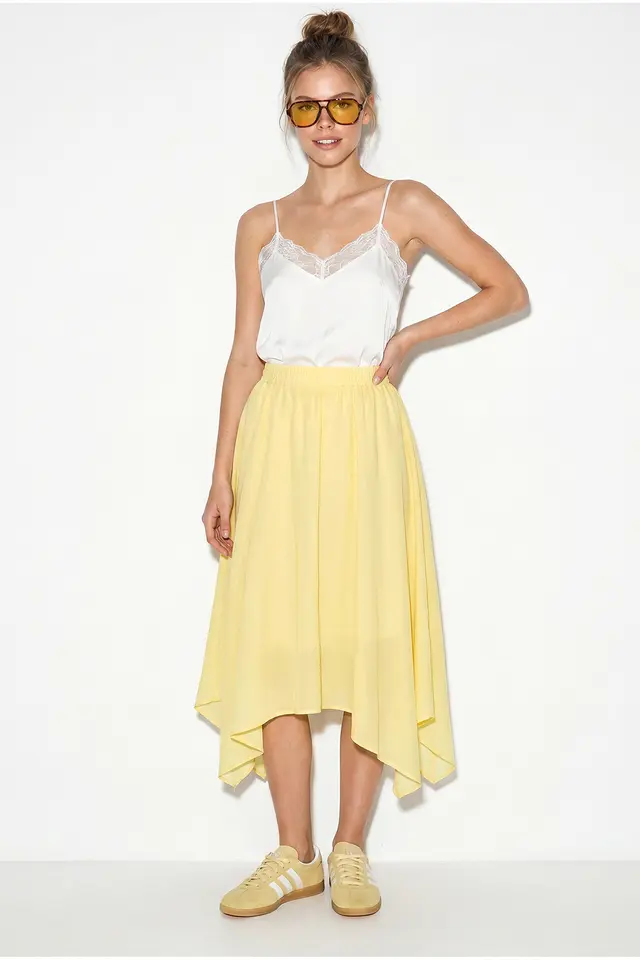 LUCCI High-Waist A-Line Midi Skirt