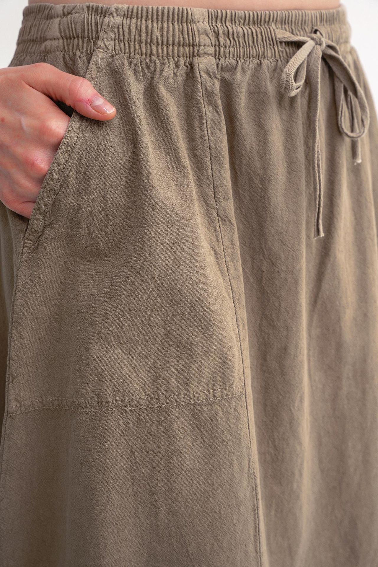 Mixray High-Waisted Poplin Skirt with Drawstring Detail 5