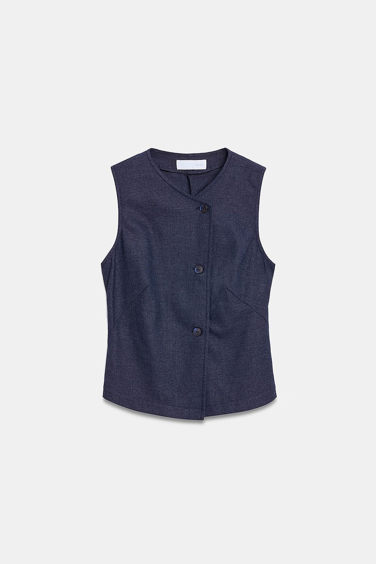 DILVIN Fitted Woven Waistcoat With Button Front 5