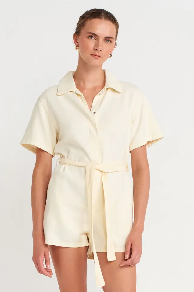 DILVIN Belted Short Dungaree Jumpsuit