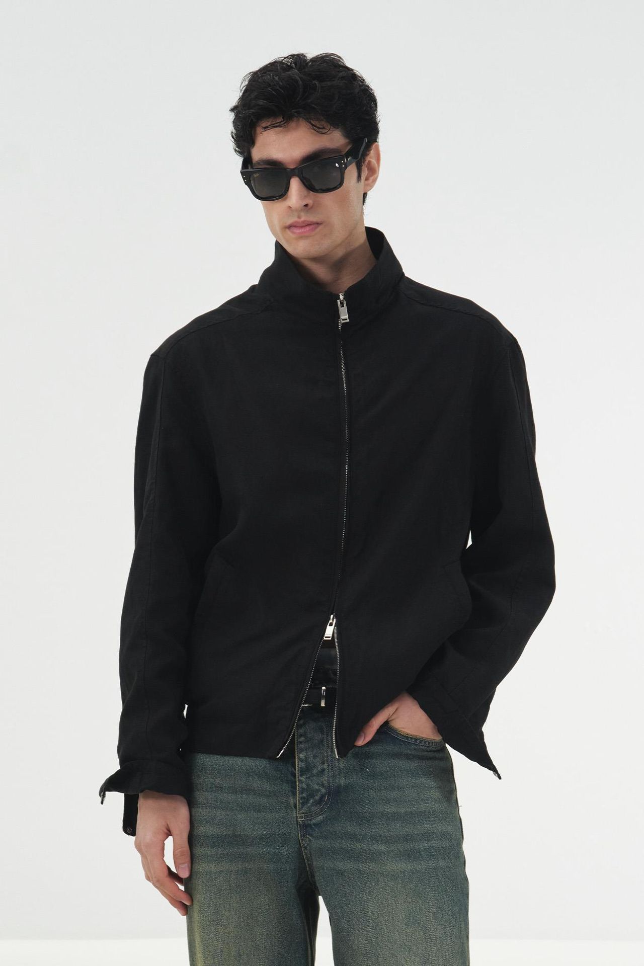 GIESTO Tencel Linen Jacket with Zipper 2