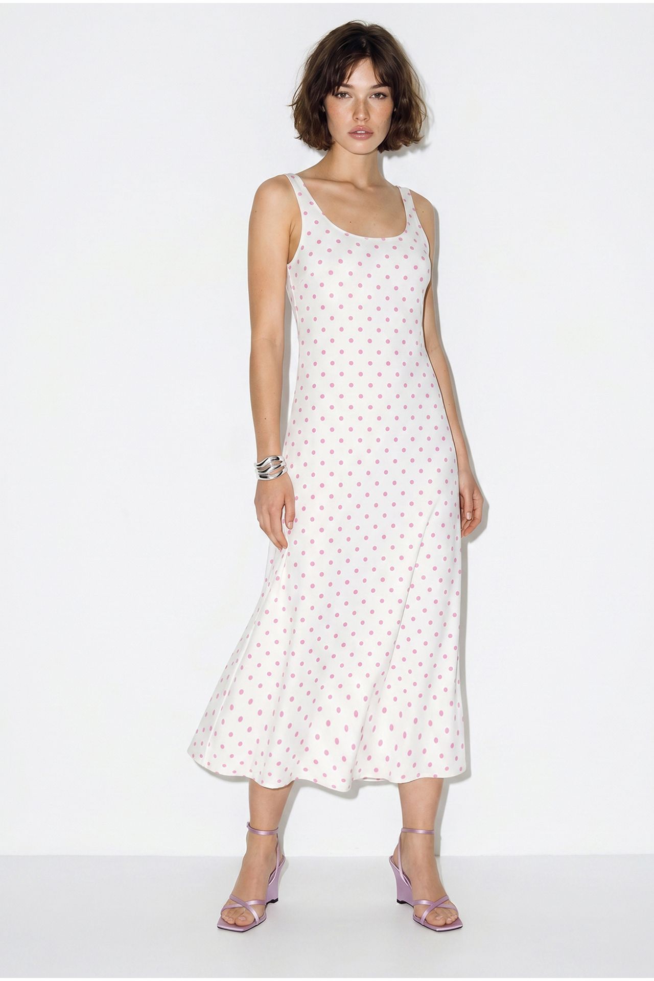 LUCCI Polka Dot Sleeveless Midi Dress With Tie Detail 4