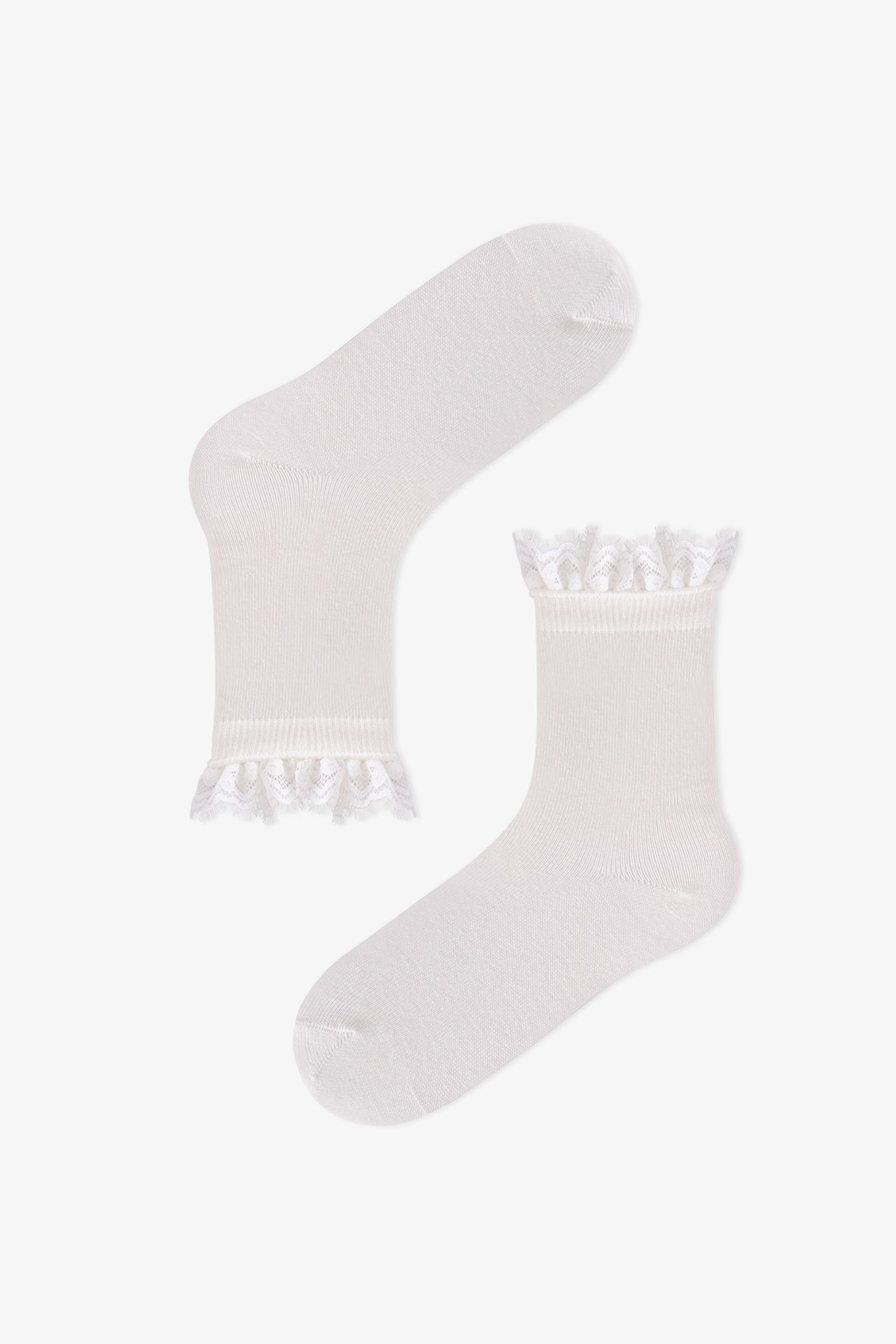 PENTI Girls' Marsmelov Little Lady Cotton Lace 2-Pack Crew Socks 2