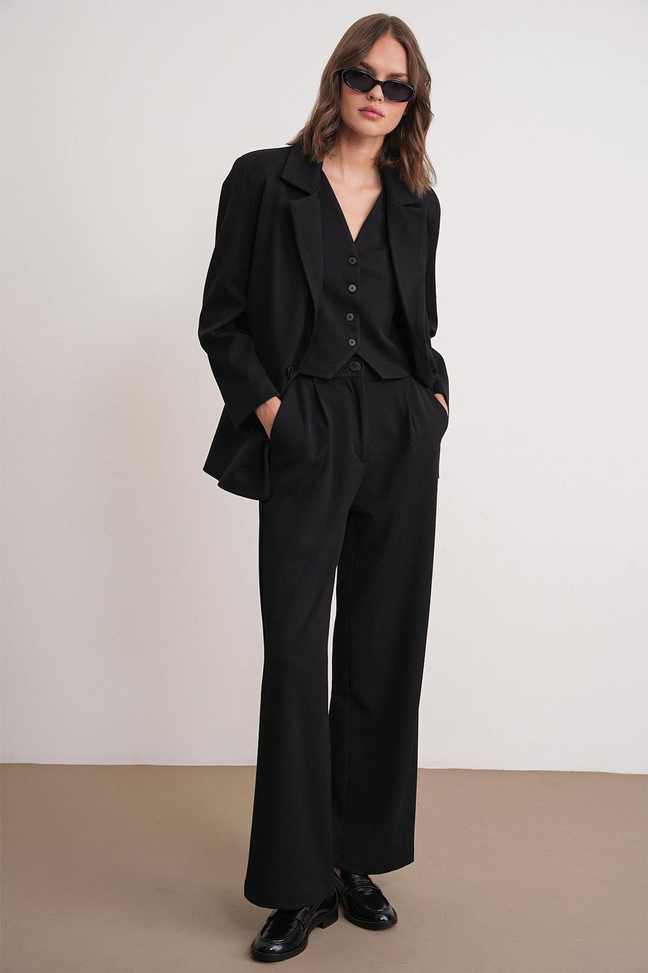 Mixray Pleated Palazzo Pants with Pockets 1