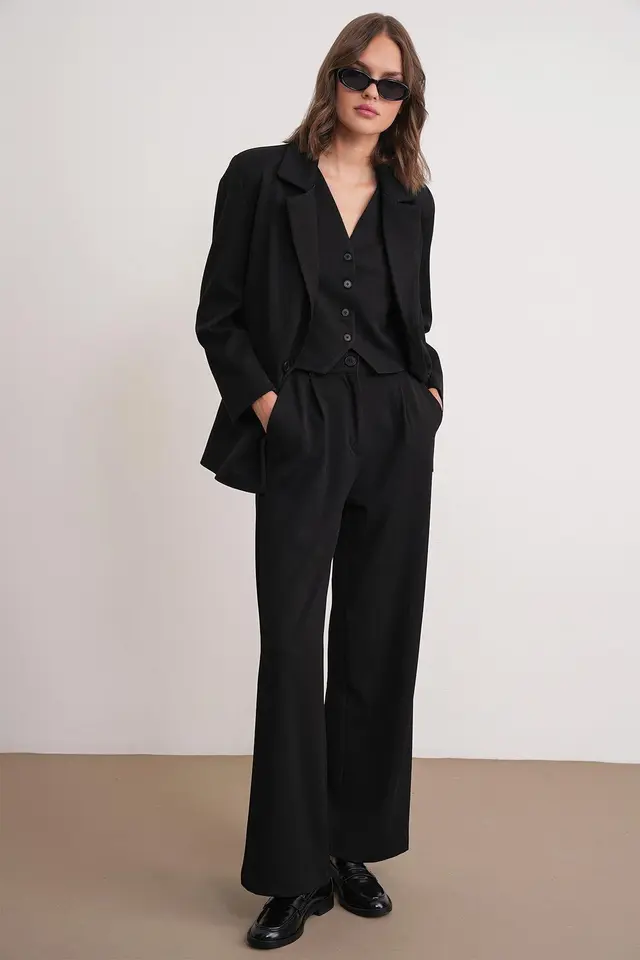 Mixray Pleated Palazzo Pants with Pockets