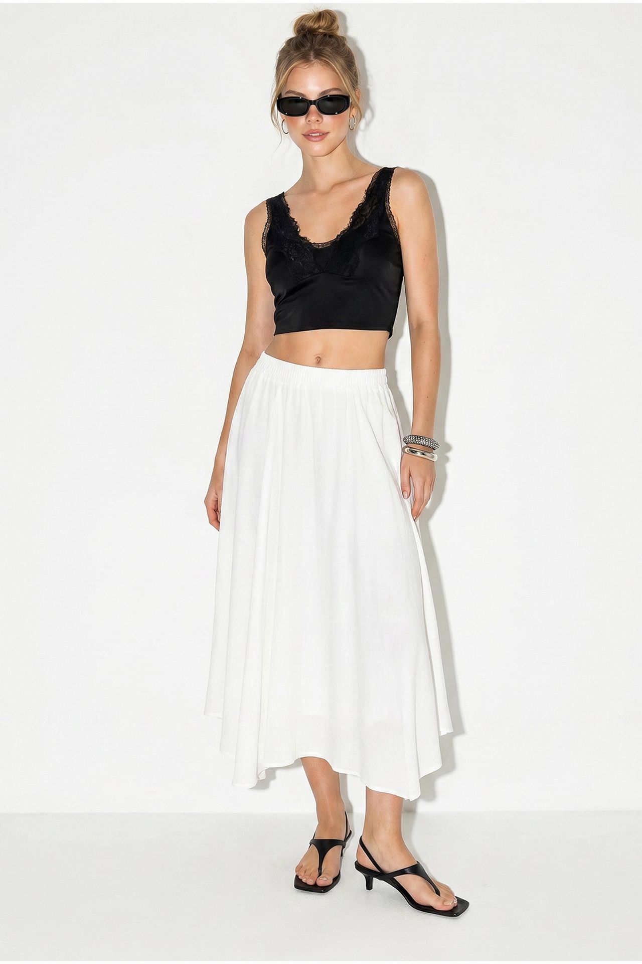 LUCCI High-Waist A-Line Midi Skirt 1