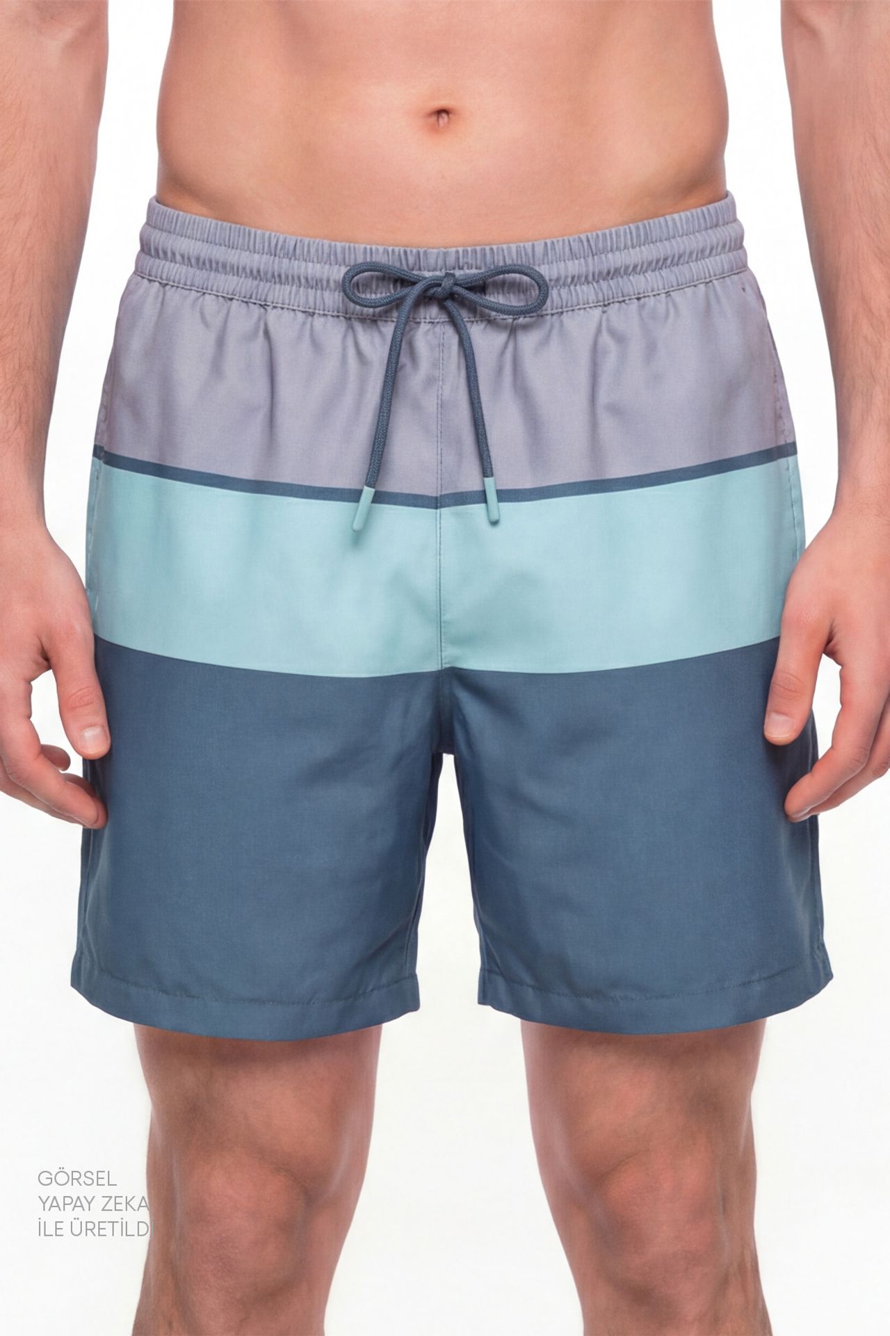 PENTI Men's Mindful Colour Block Striped Swim Shorts 1