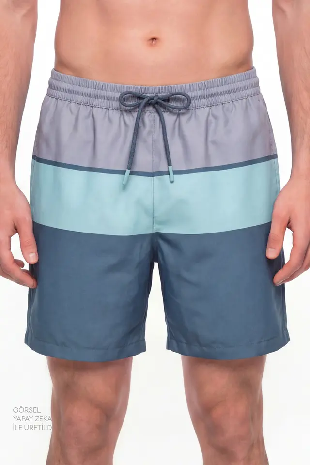 PENTI Men's Mindful Colour Block Striped Swim Shorts