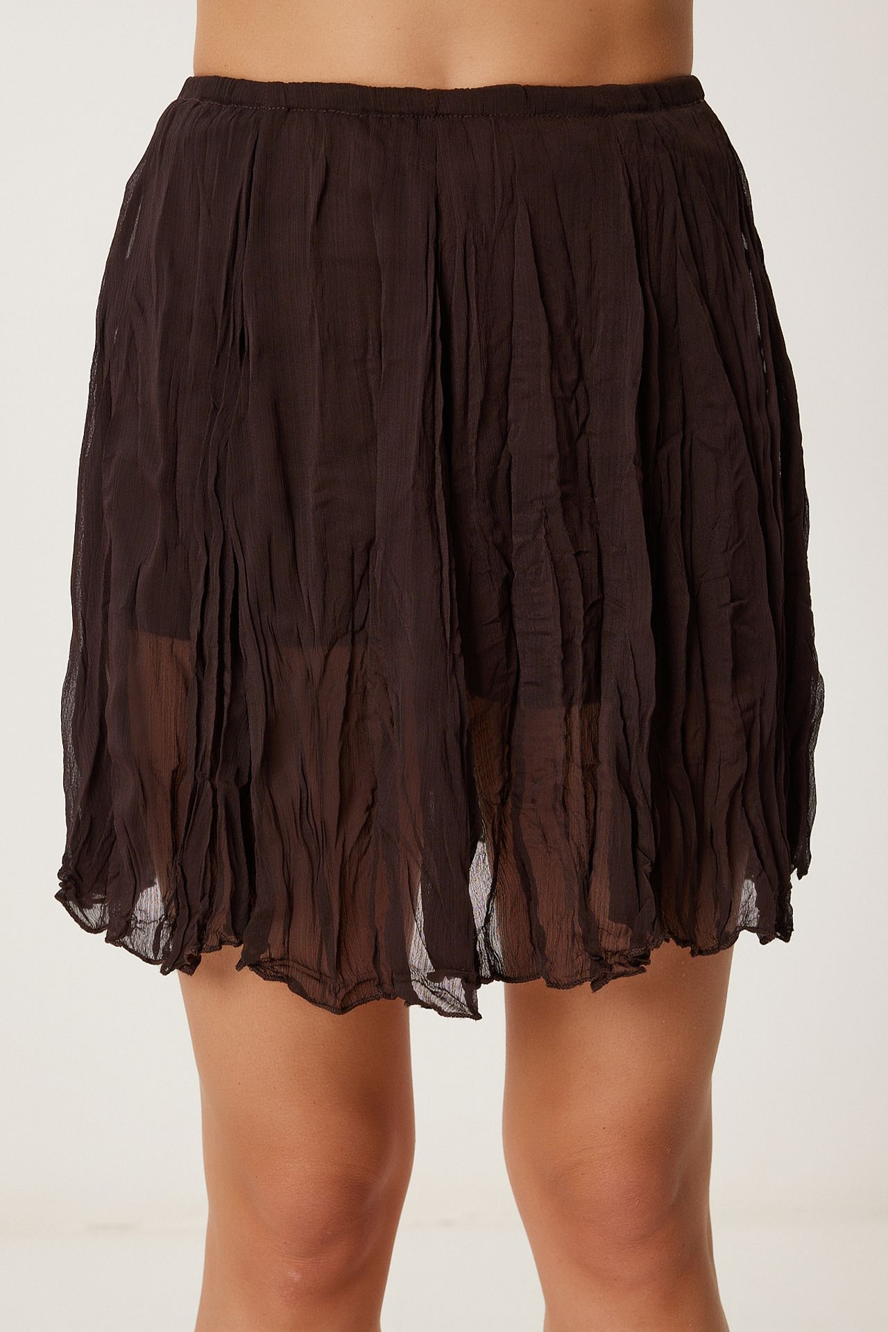 ISTANBUL Textured Mini Skirt with Elastic Waist 4
