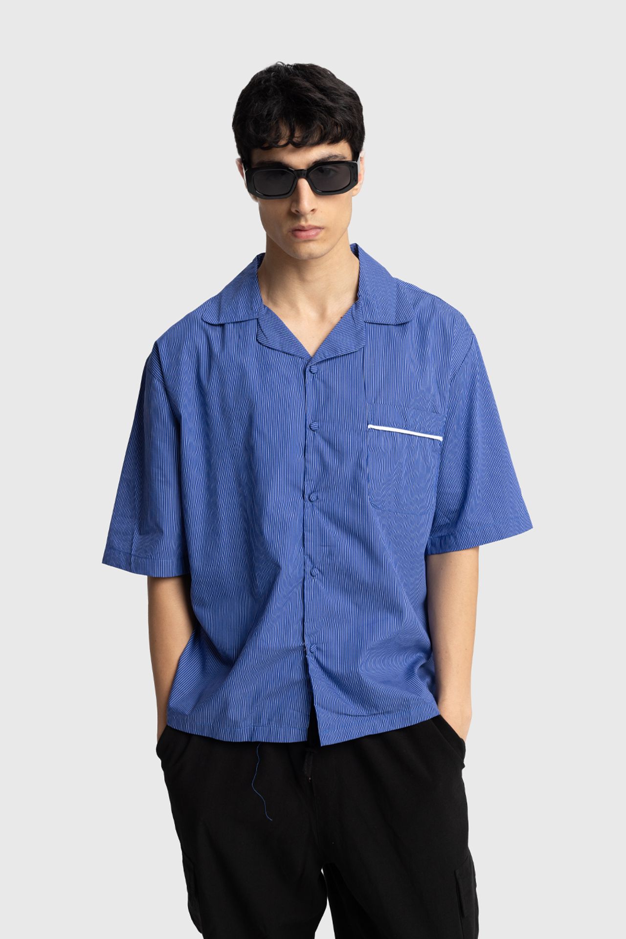 GIESTO Men's Pinstripe Short Sleeve Shirt 2