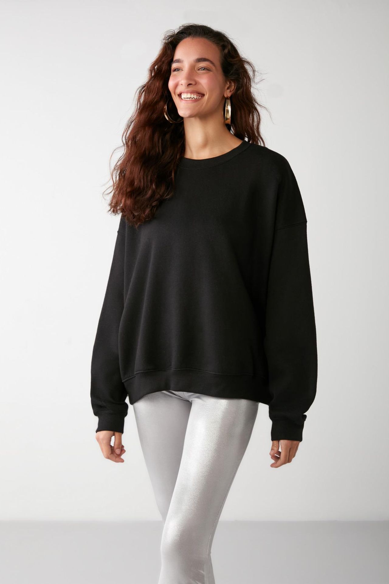 GRIMELANGE Geniş Kesimli Fitilli Bisiklet Yaka Sweatshirt 3