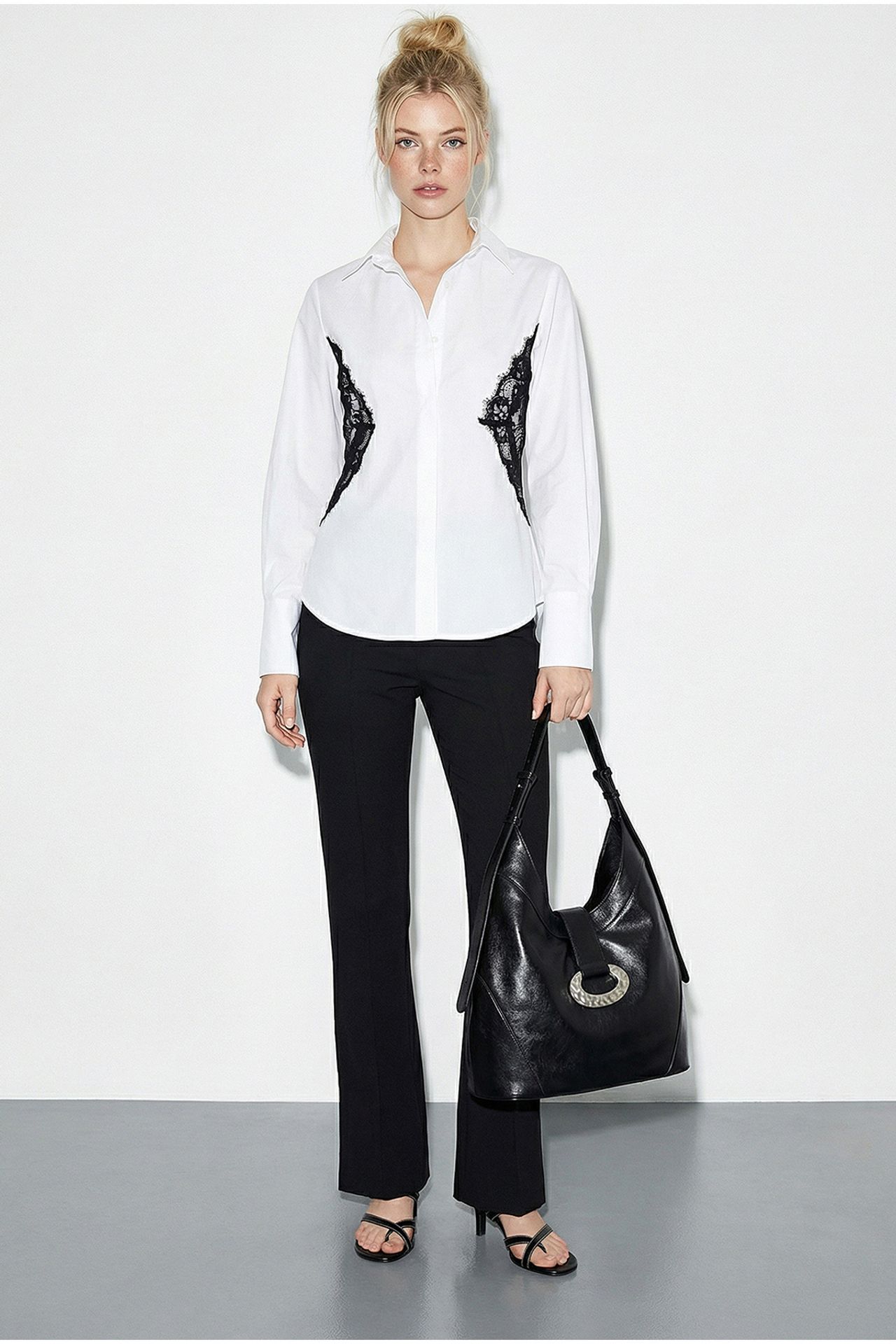 LUCCI Lace Detail Button-Up Shirt 3