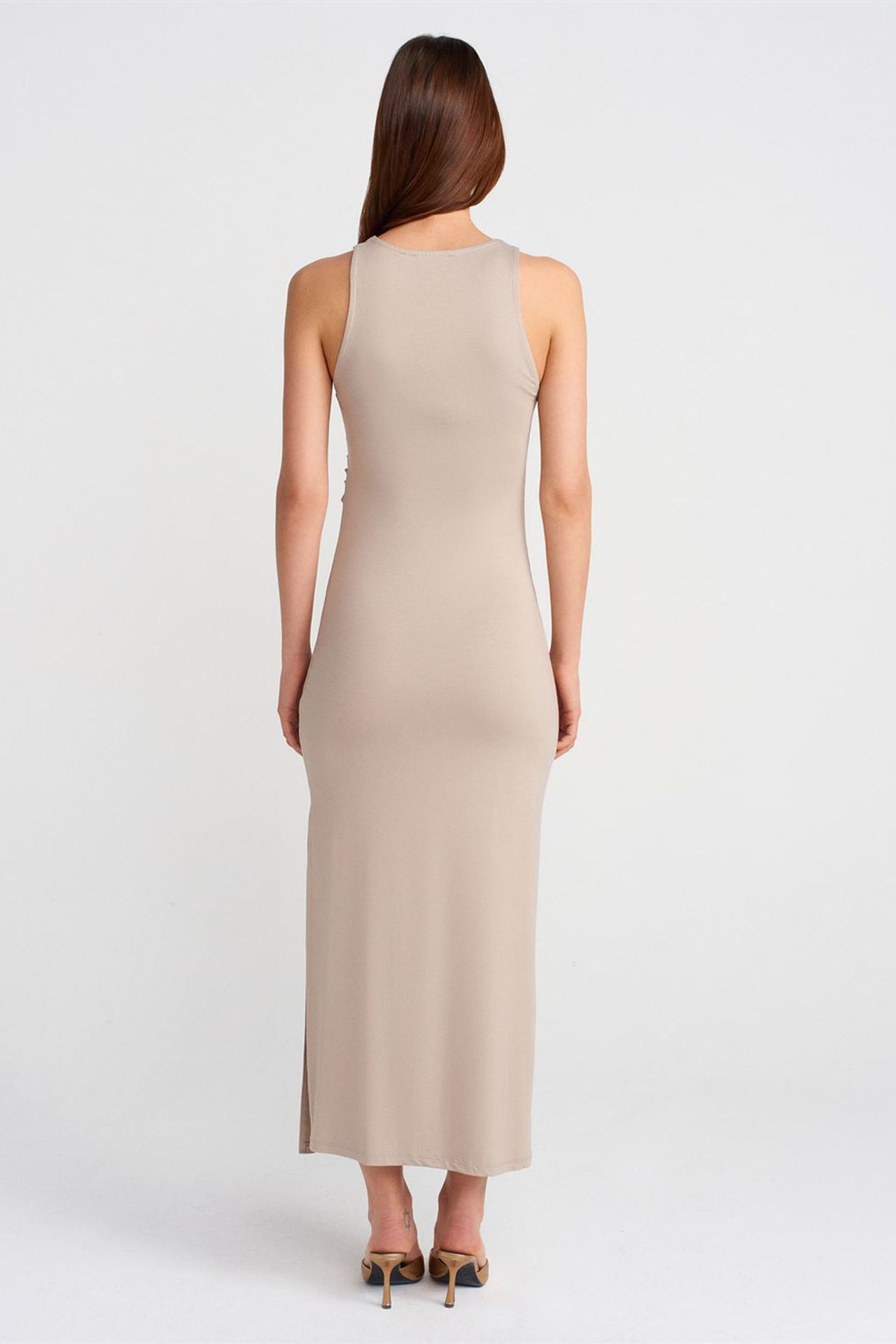DILVIN Sleeveless Bodycon Maxi Dress With Slit 2