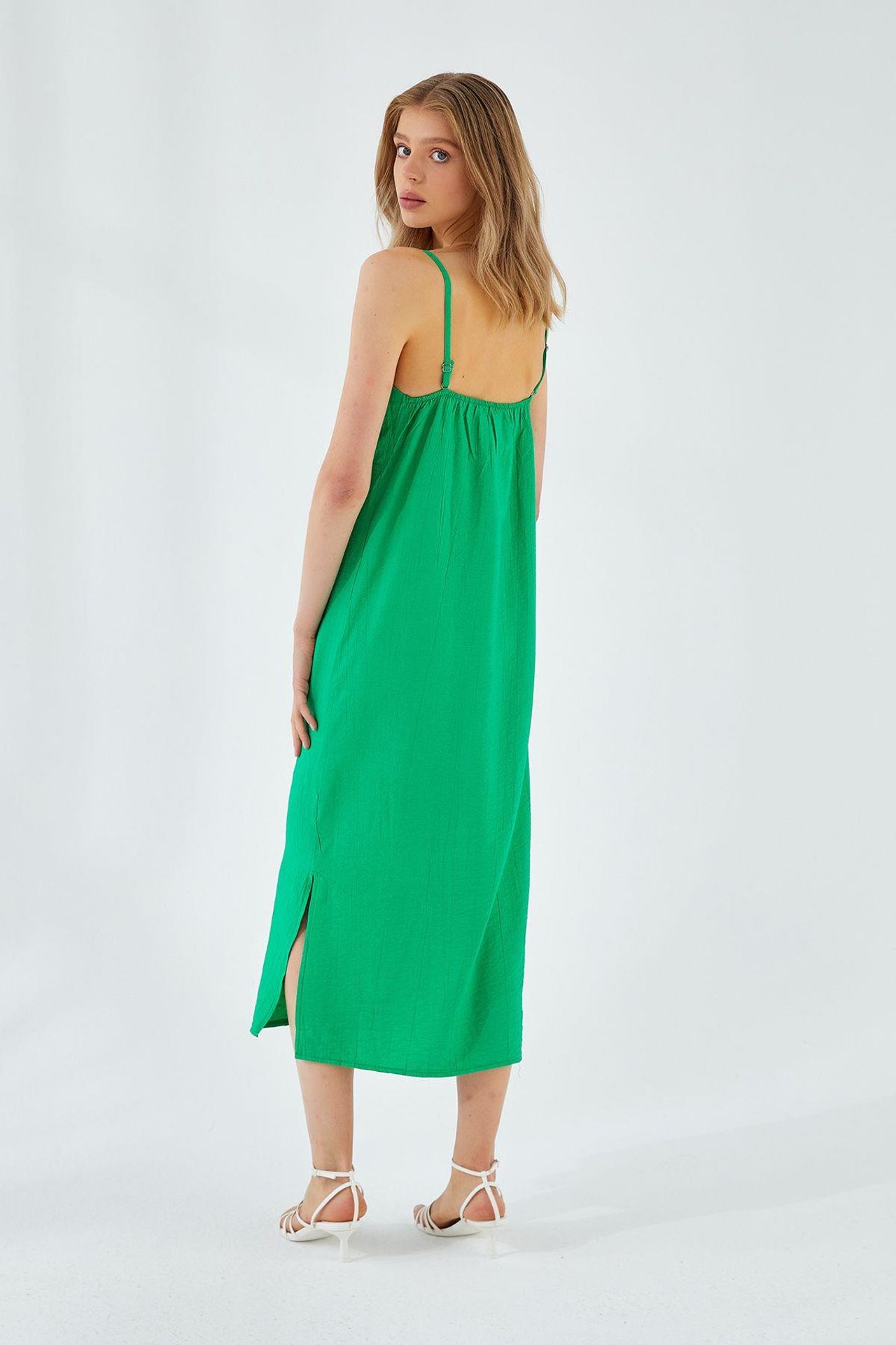 Mixray V-Neck Slit Midi Dress 5