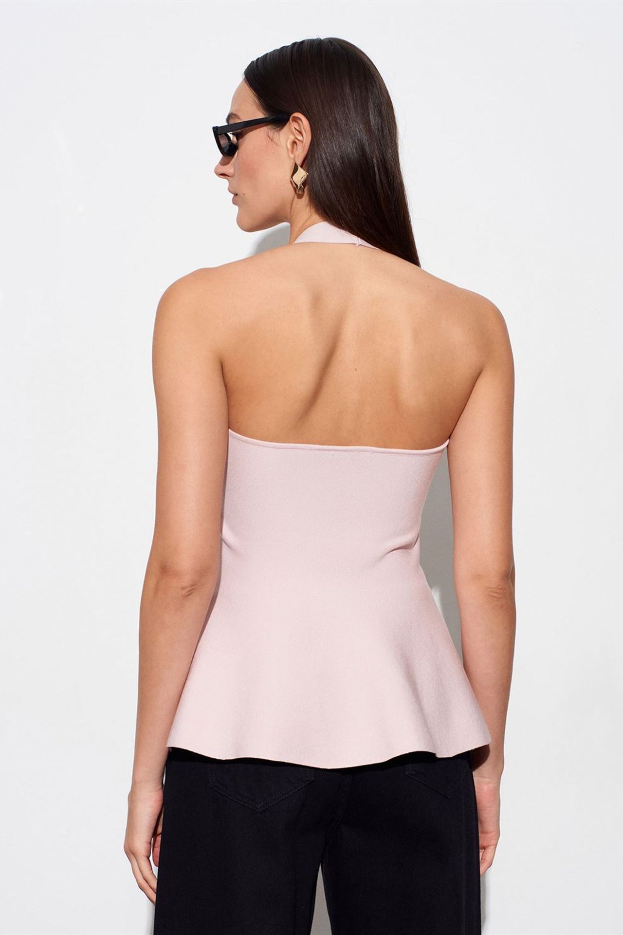 DILVIN Seamless Halter Peplum Blouse 2