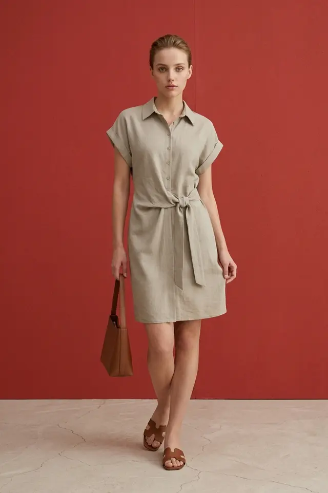 MY FASHION Cotton Poplin Mini Shirt Dress