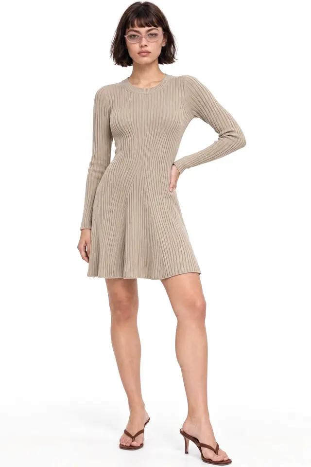 MIXRAY Crew Neck Mini Dress