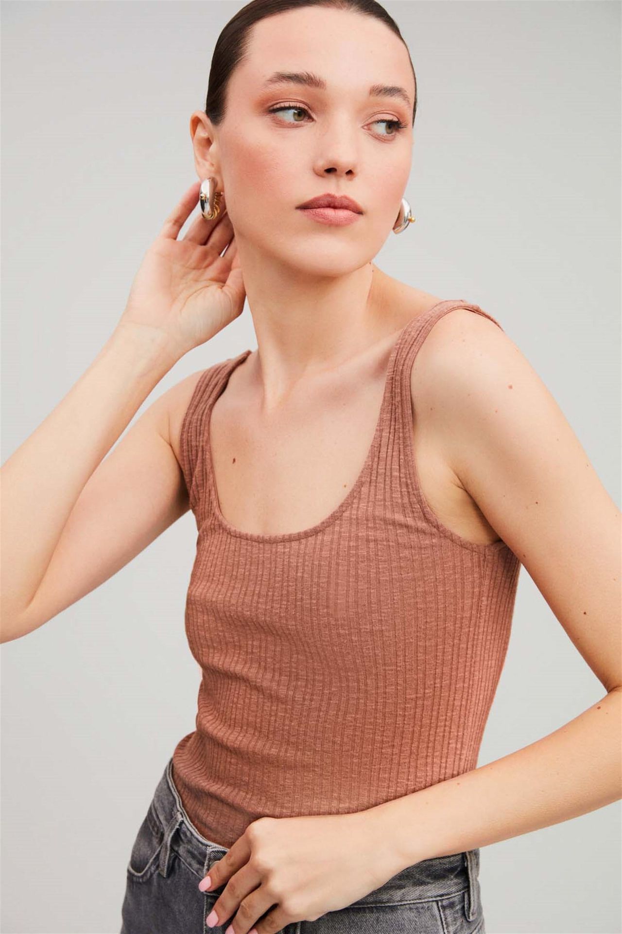 GRIMELANGE Ribbed U-Neck Cami Tank Top 2