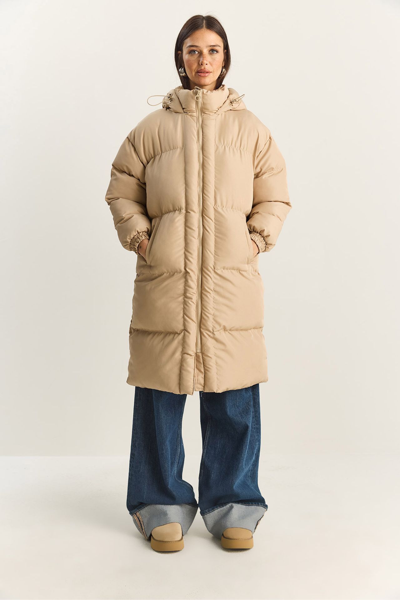 LUCCI Hooded Long Sleeve Puffer Jacket with Pockets