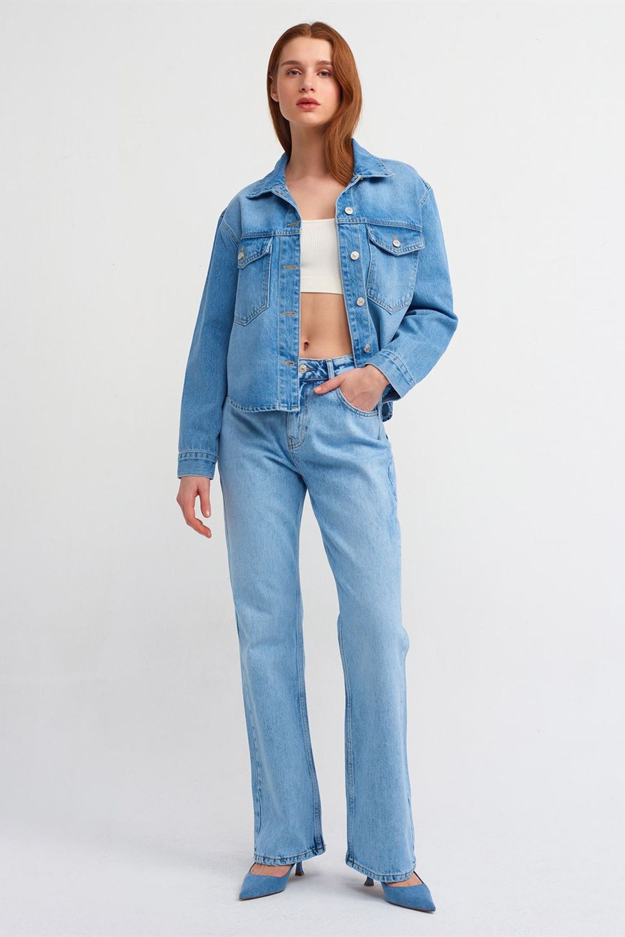 DILVIN Kadın Pamuklu Denim Gömlek 3