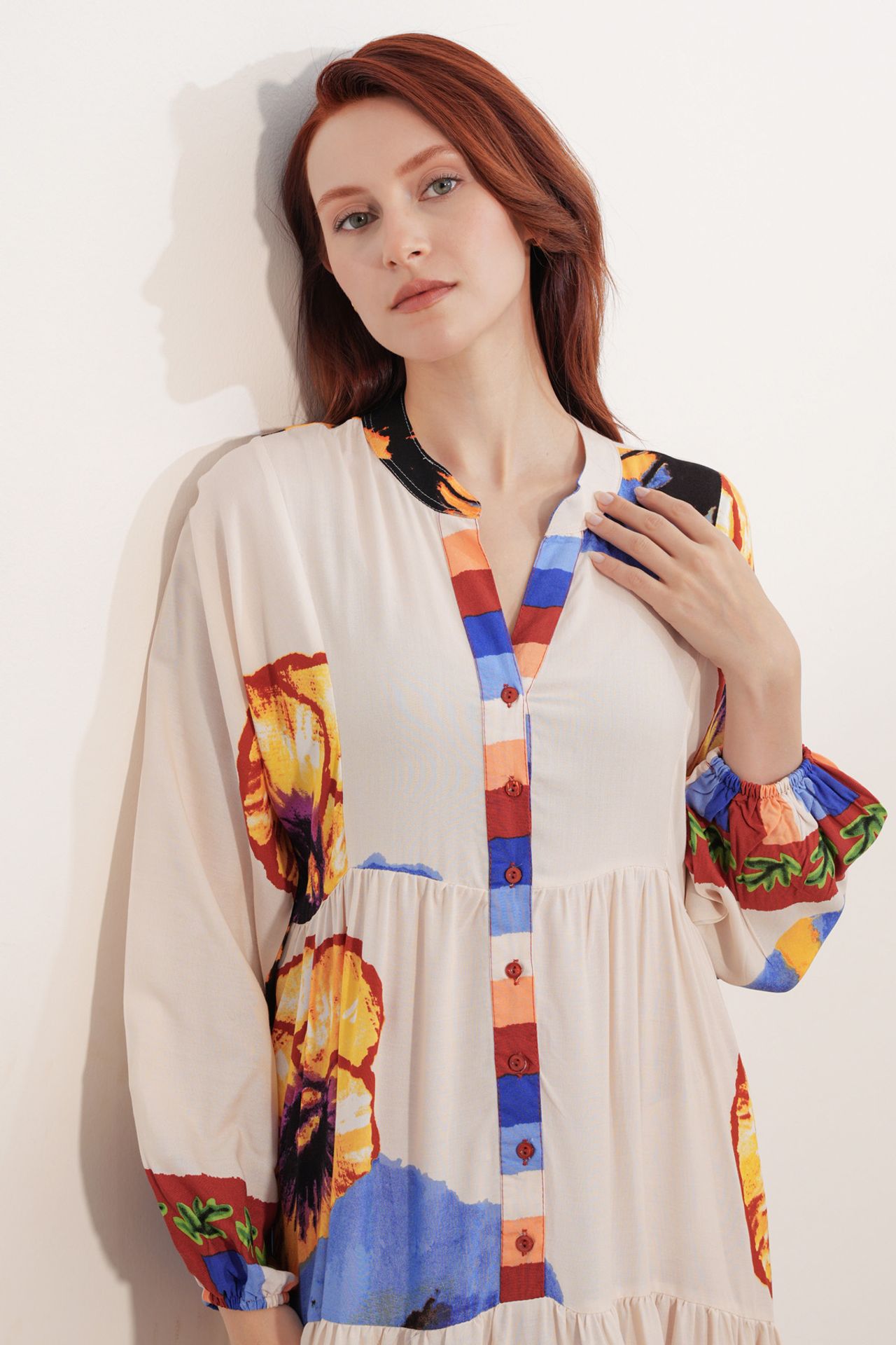 BDART Patterned V-Neck Maxi Dress