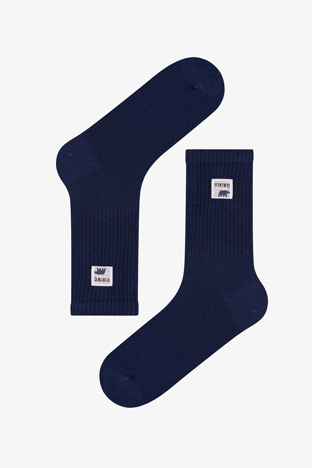 PENTI Men's Dual Shade Slogan Pattern 2-Pack Crew Socks 2