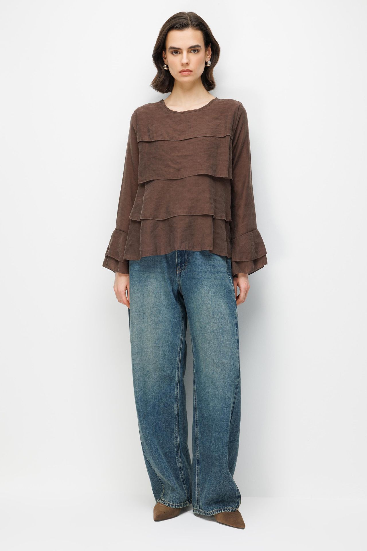 MIXRAY Women's Relaxed Crew Neck Blouse 2