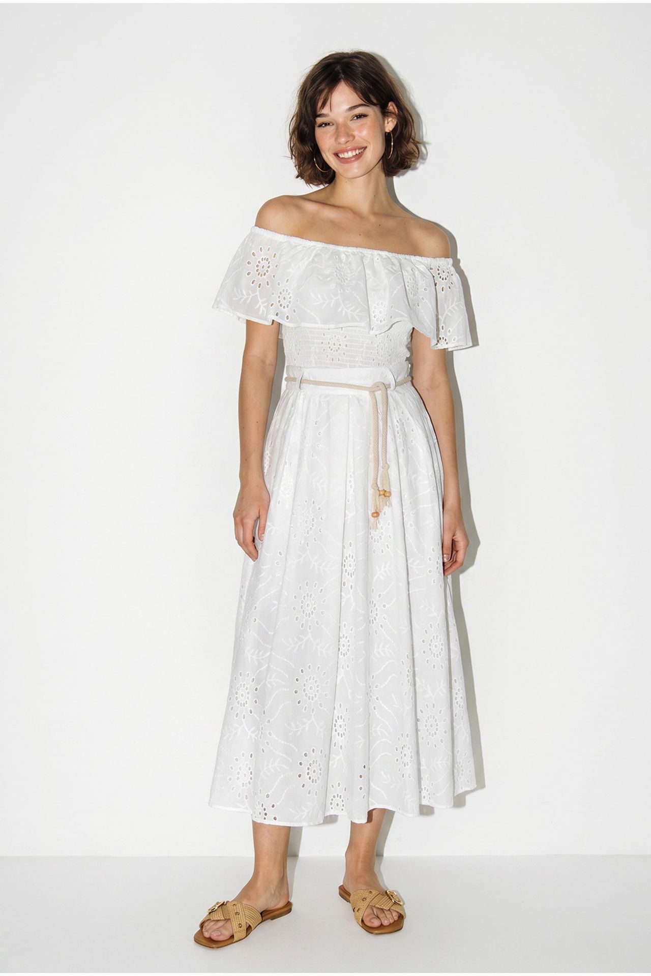 LUCCI Embroidered Off-shoulder Blouse And Midi Skirt Set 5