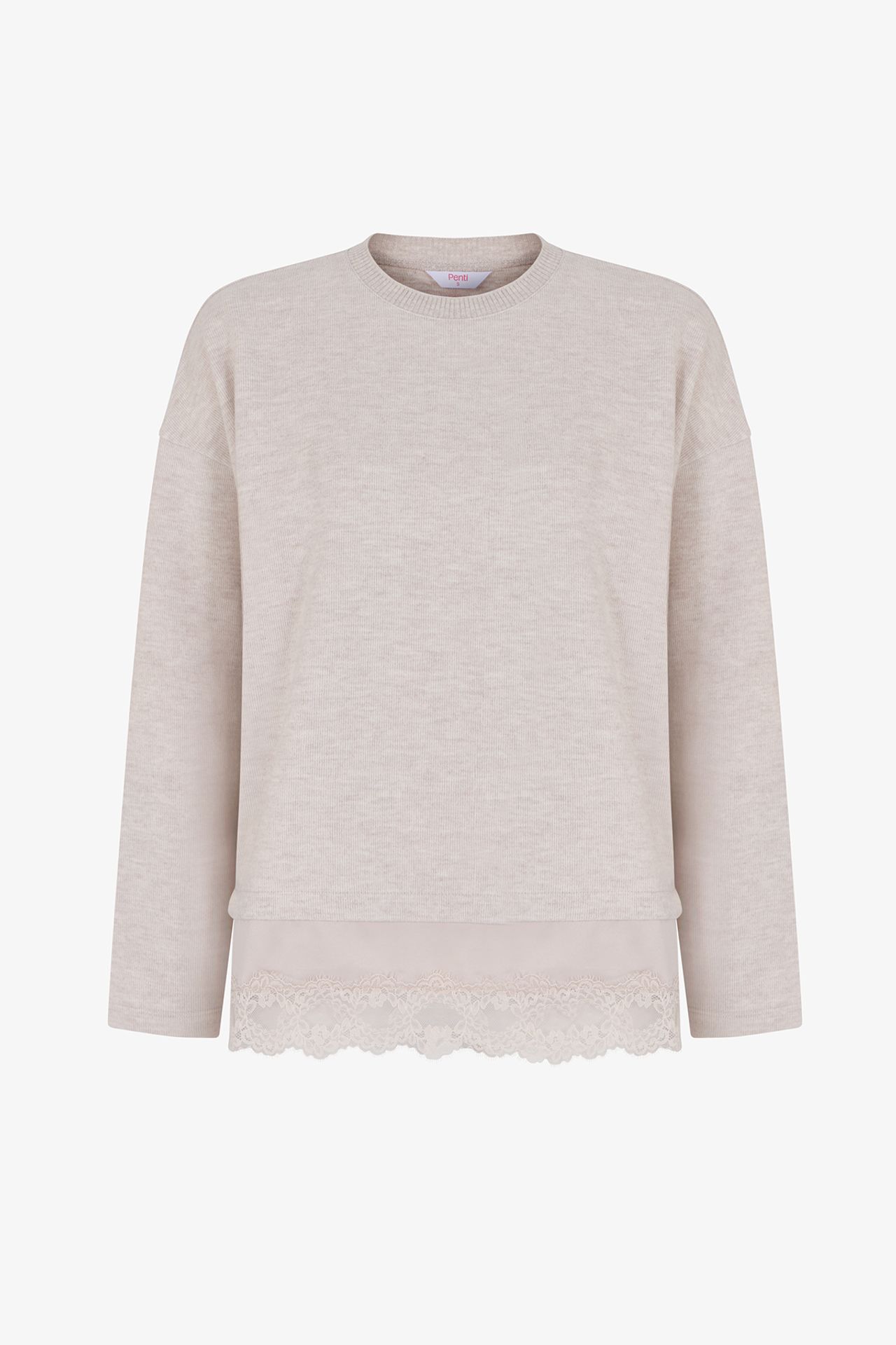 PENTI Melange Lace Detailed Warm Long Sleeve Blouse 2