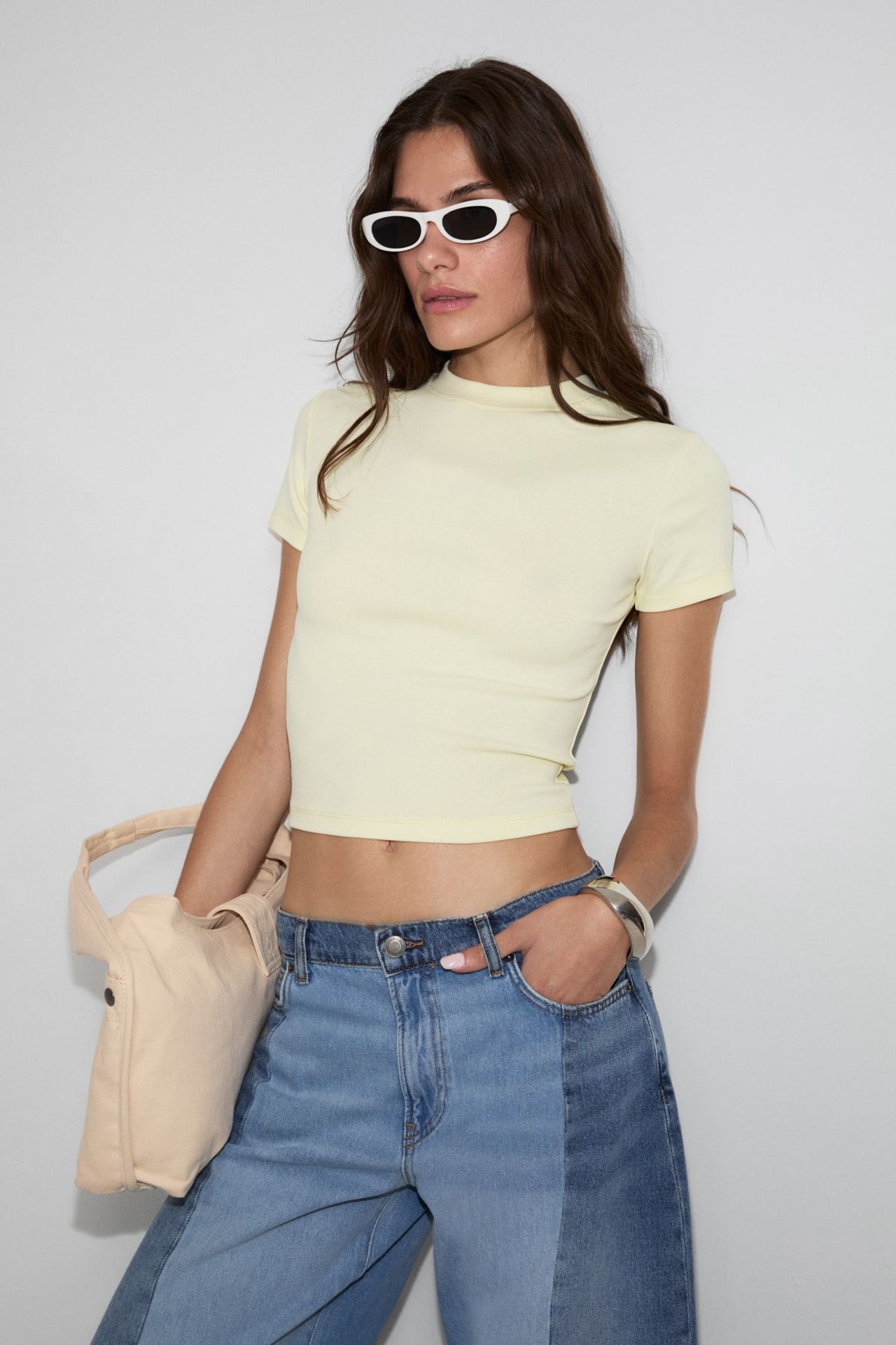 GRIMELANGE Slim Fit Crop Crew Neck T-Shirt 4