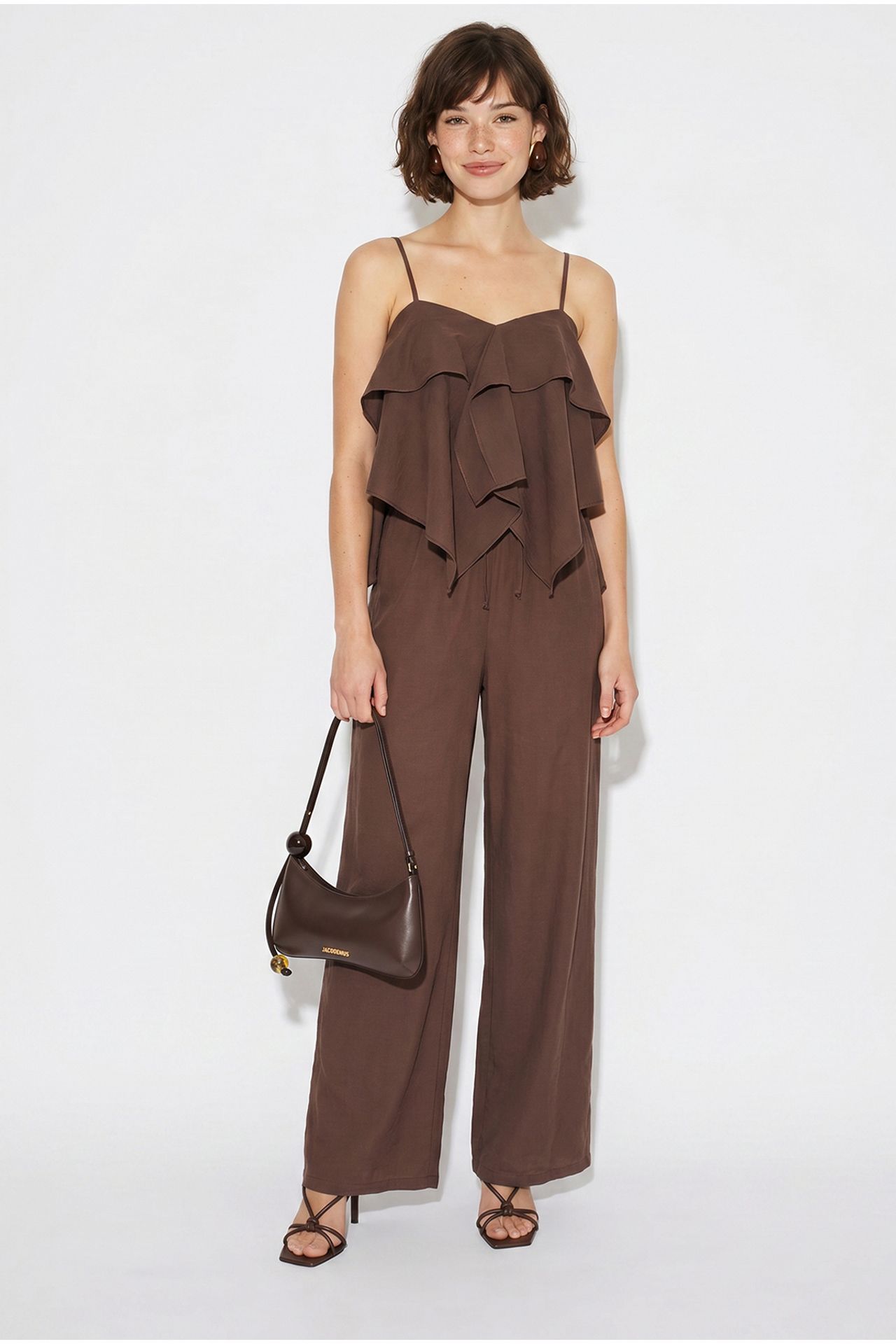 LUCCI Strapless Frilled Blouse And Wide-Leg Trousers Set 3