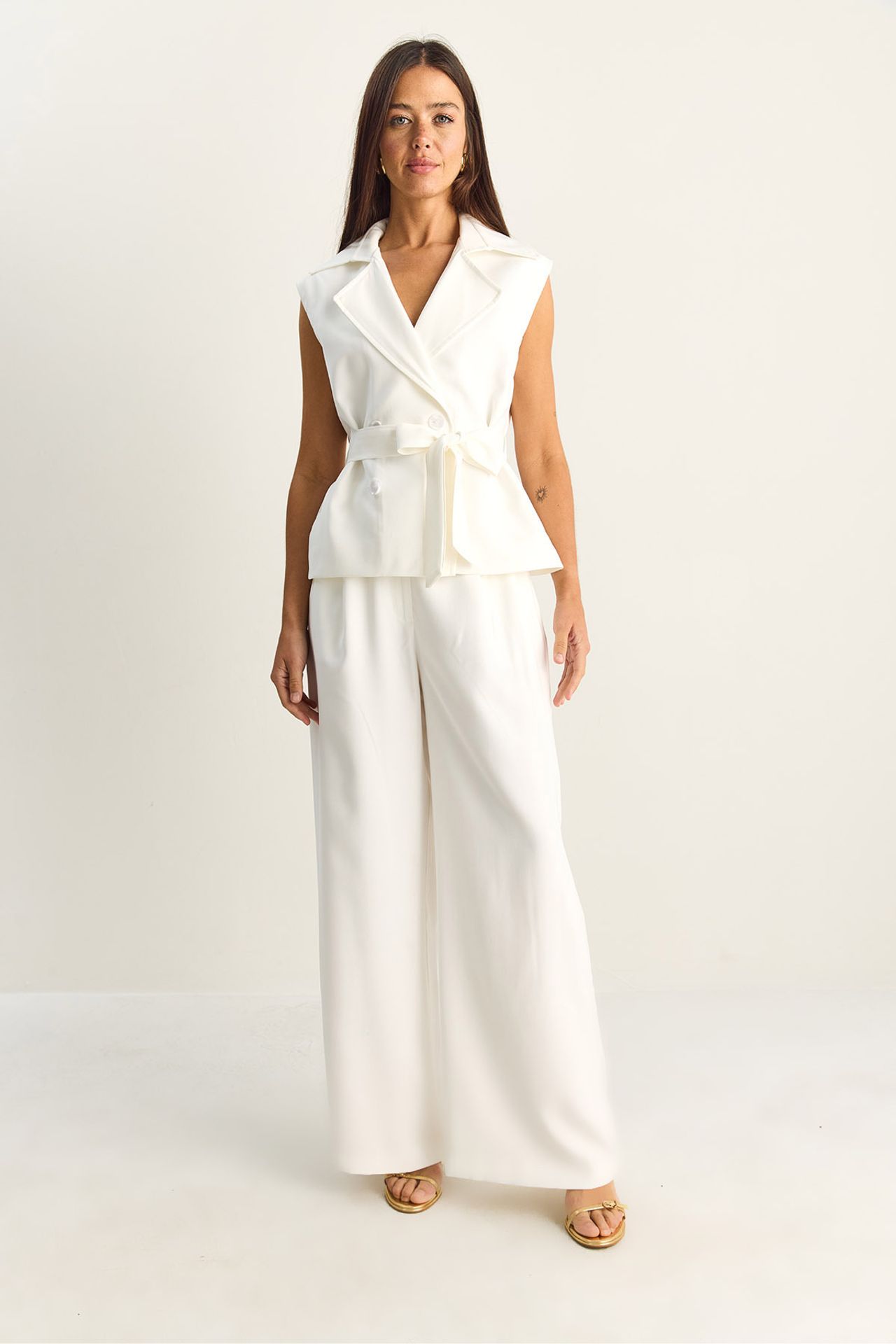 LUCCI High Waist Wide Leg Co-ord Set with Shawl Collar 3
