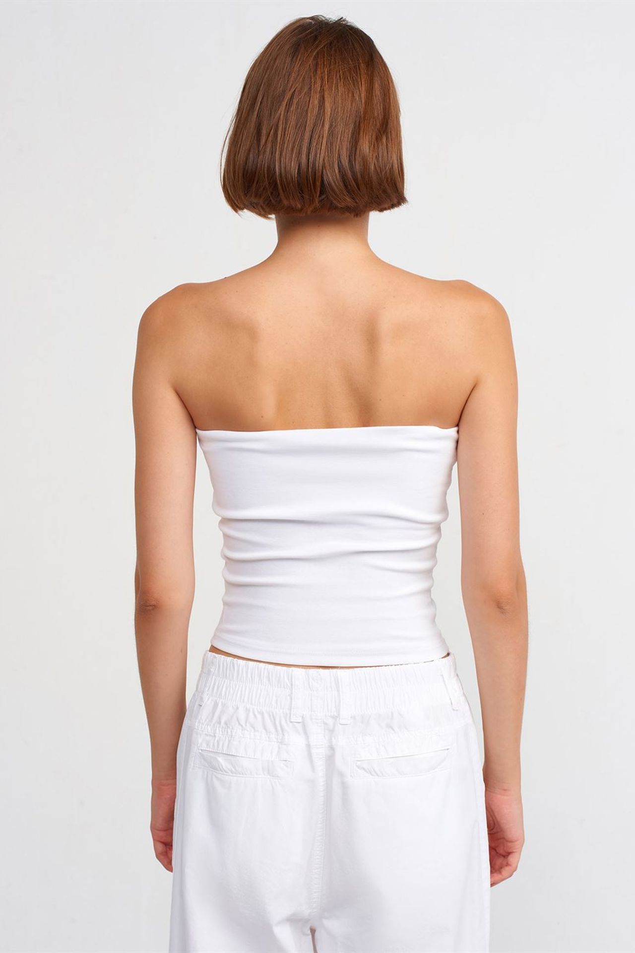 DILVIN Baskılı Straplez Crop Üst 2