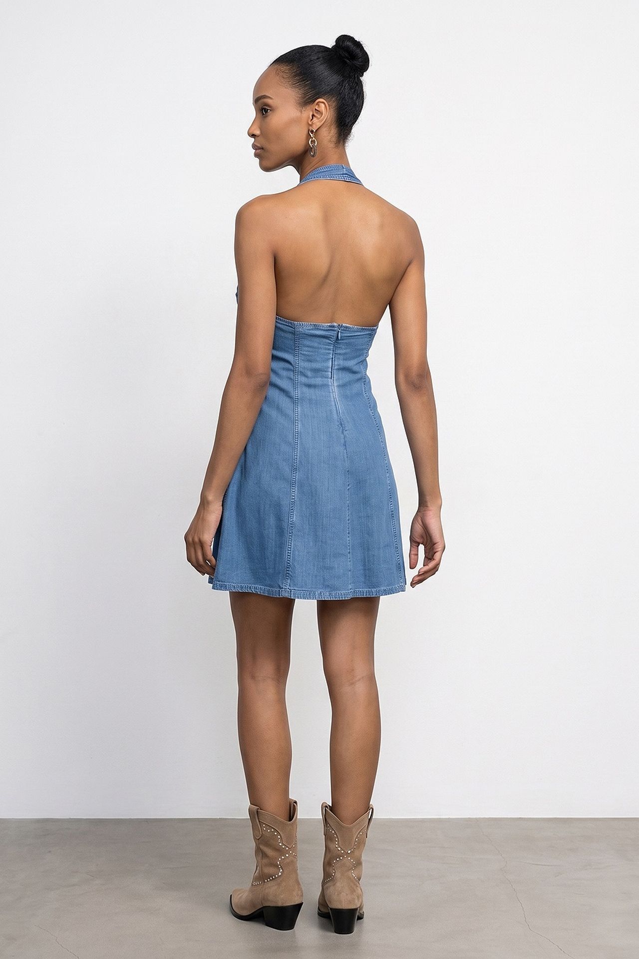 DILVIN Tencel Halter Mini Dress 2