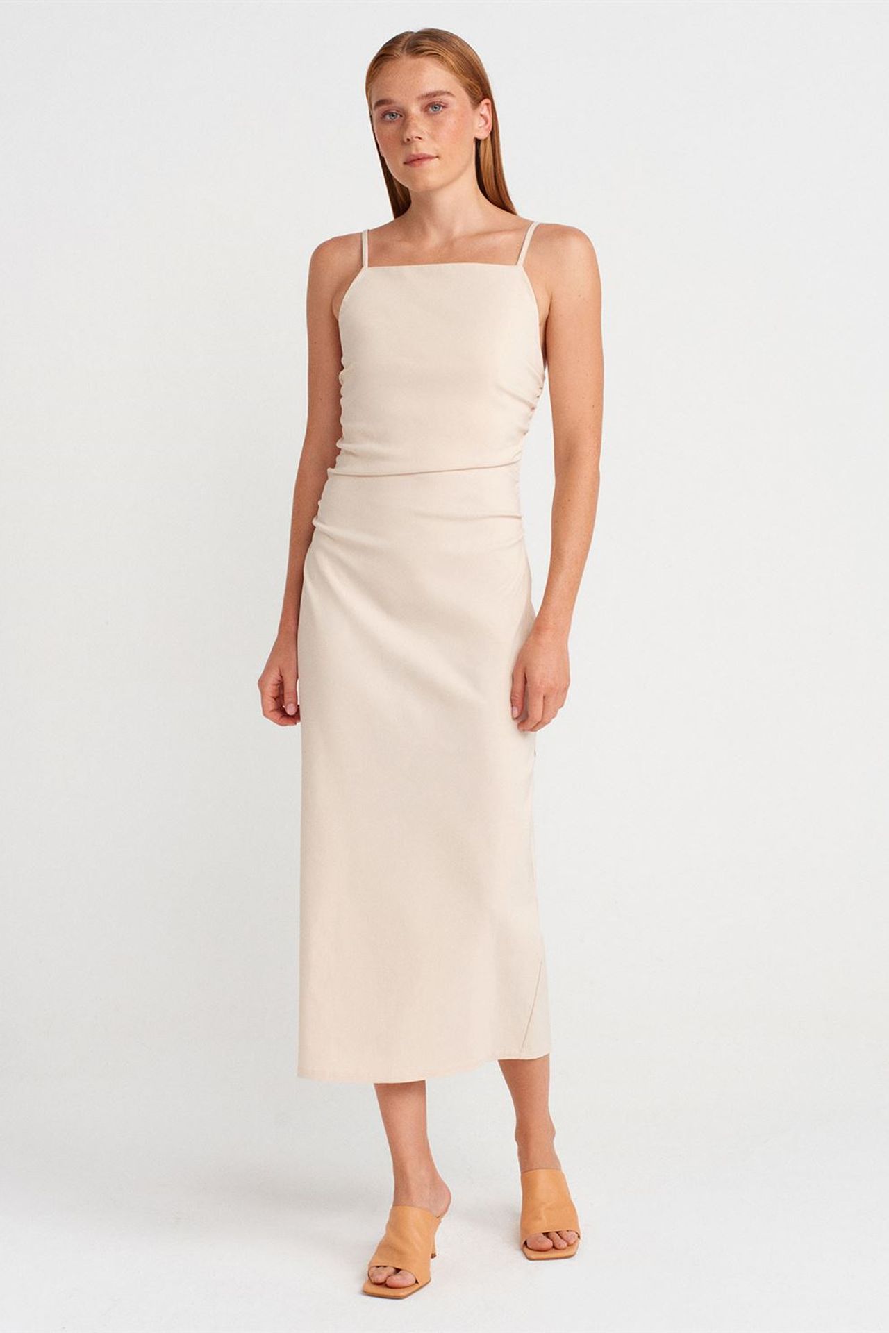 DILVIN Askısız Bodycon Midi Elbise 1