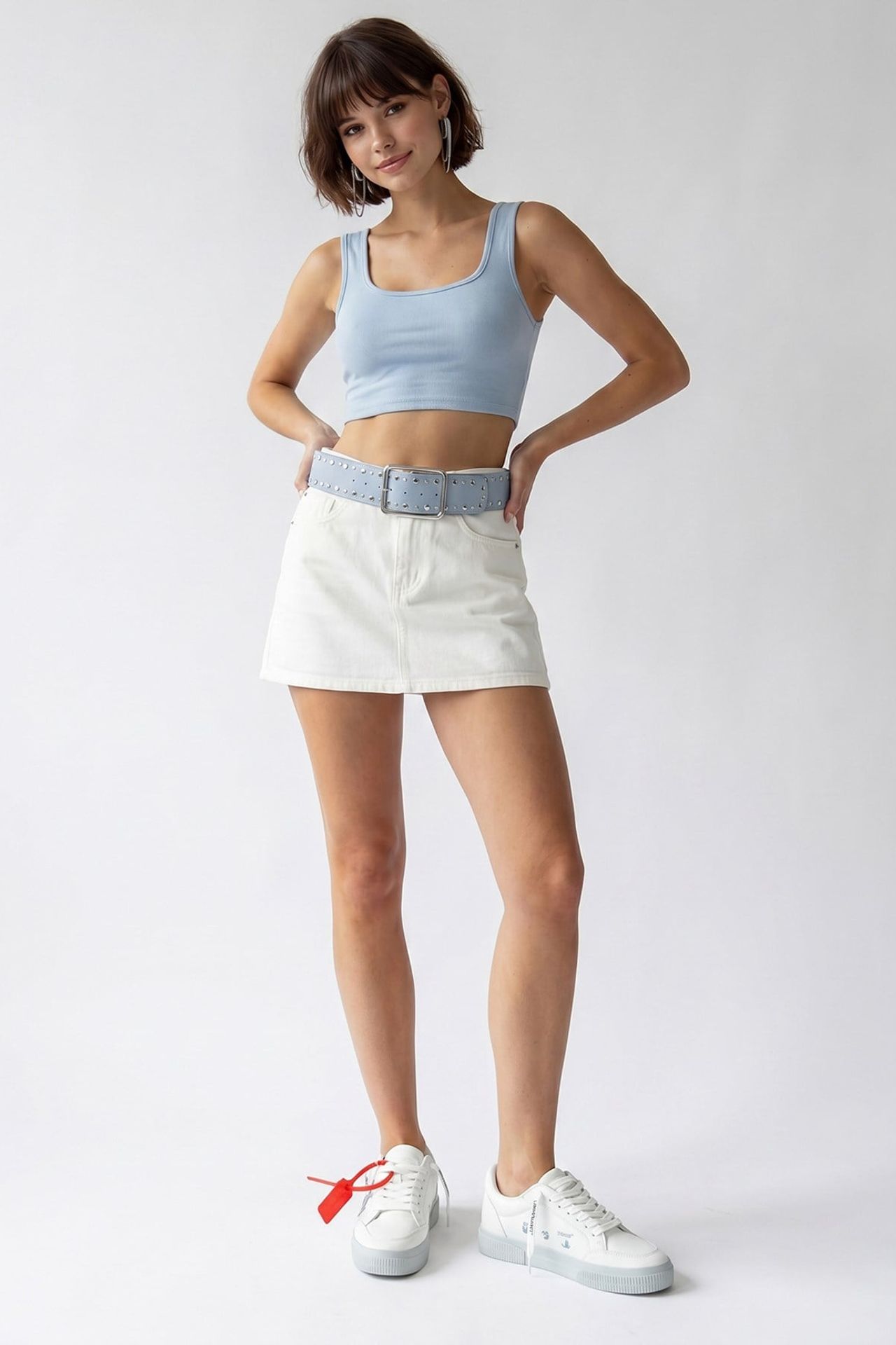 MIXRAY Women's Fitted Square-neck Crop Tank Top 4