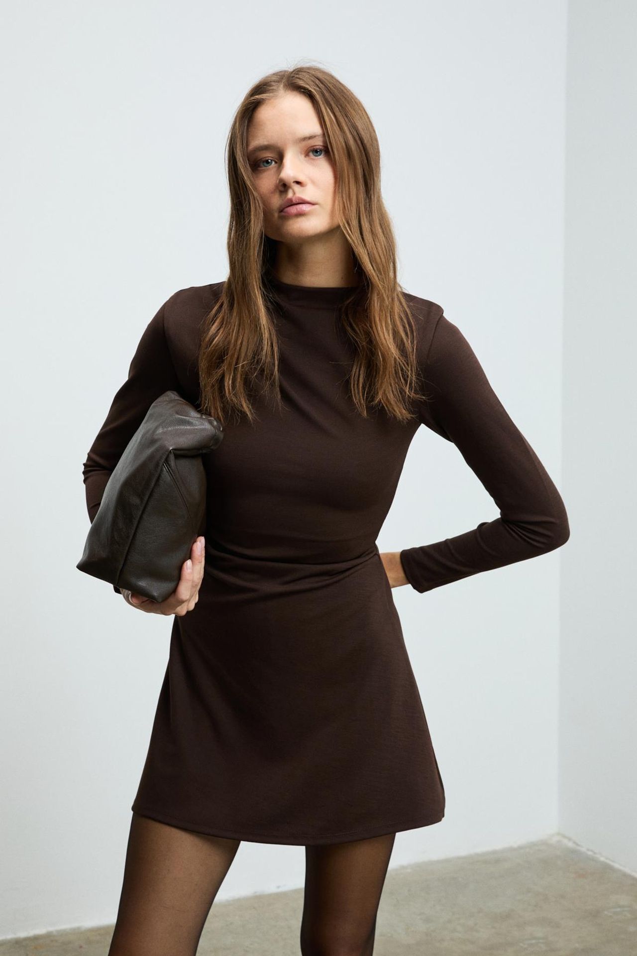 GRIMELANGE Pleated Crew Neck Mini Dress 1