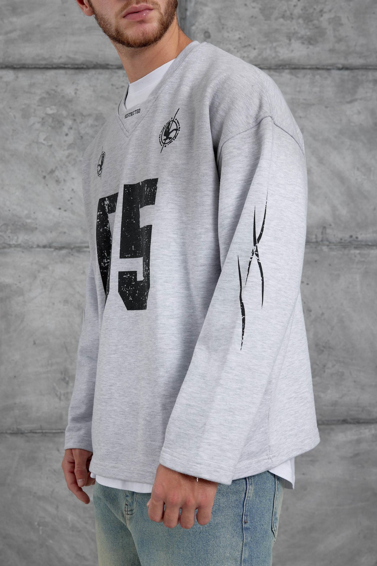 NOMARC Baskılı Oversize Bisiklet Yaka Sweatshirt 2