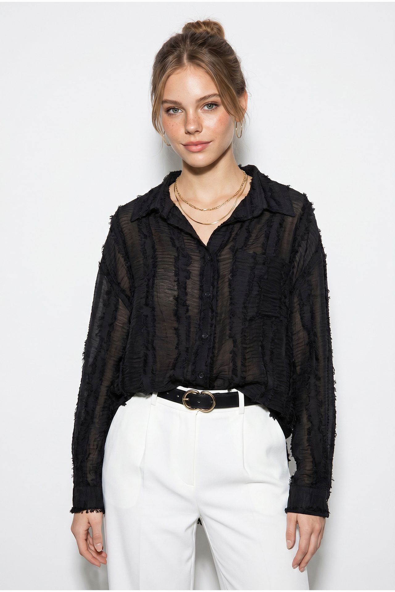 LUCCI Oversized Striped Woven Shirt 1