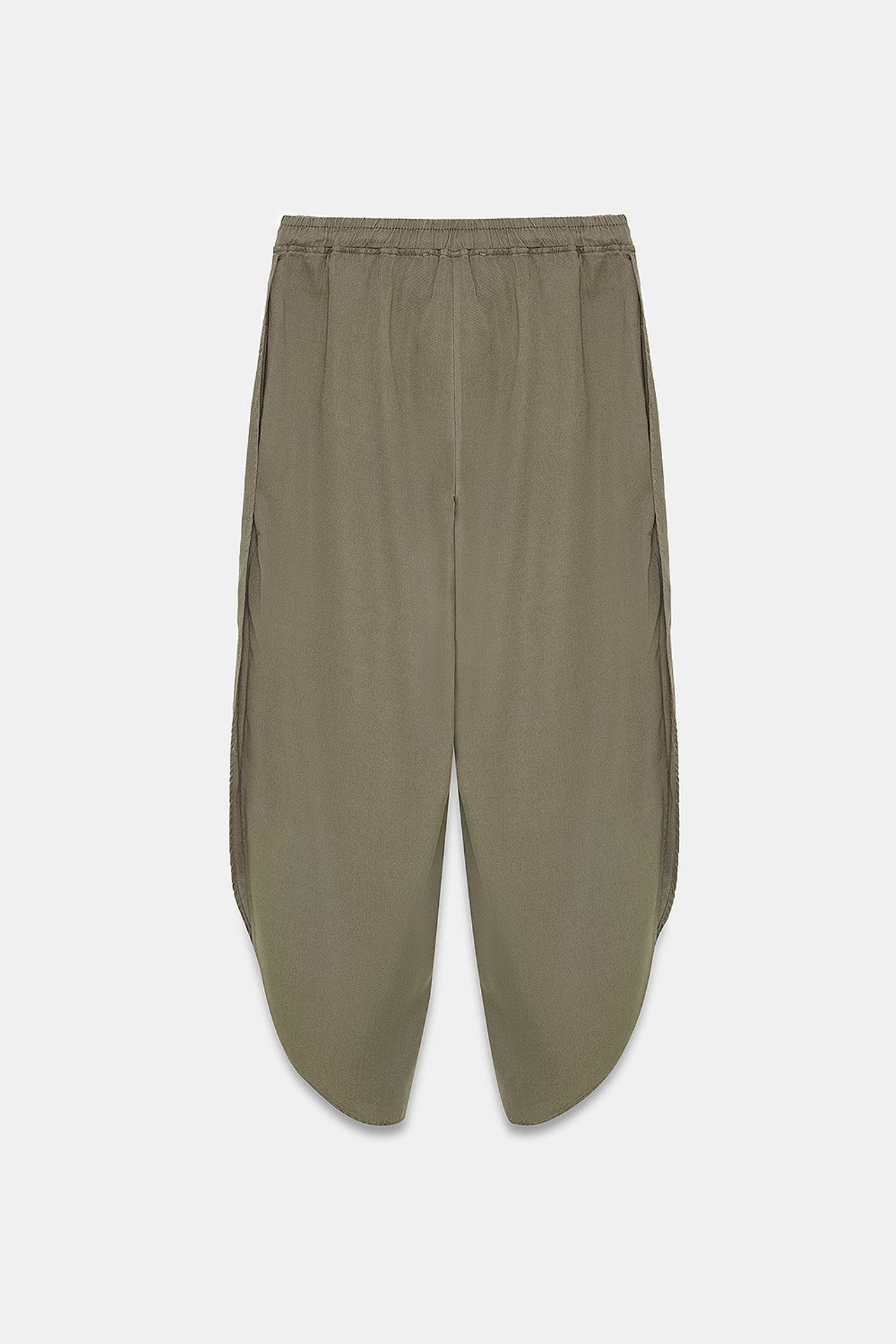 DILVIN Kadın Tencel Krep Yırtmaçlı Bol Paça Pantolon 6