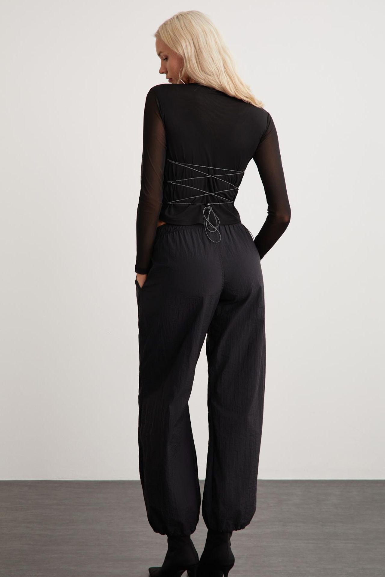 GRIMELANGE Tie-Front Tulle Crop Top 6