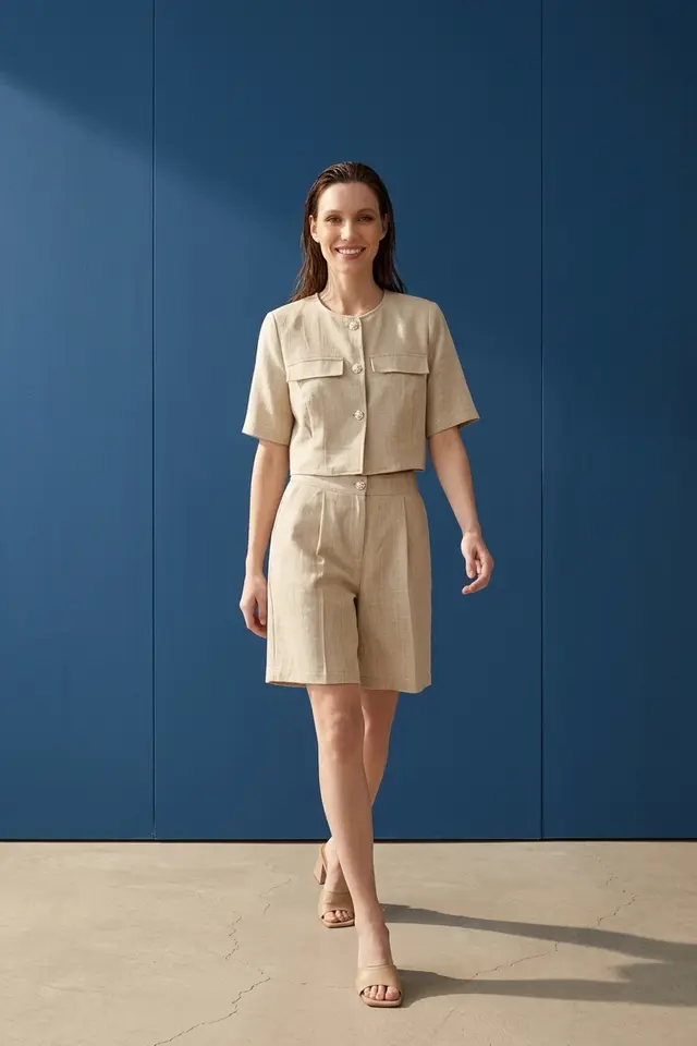 MY FASHION Cotton Poplin Shirt and Shorts Set