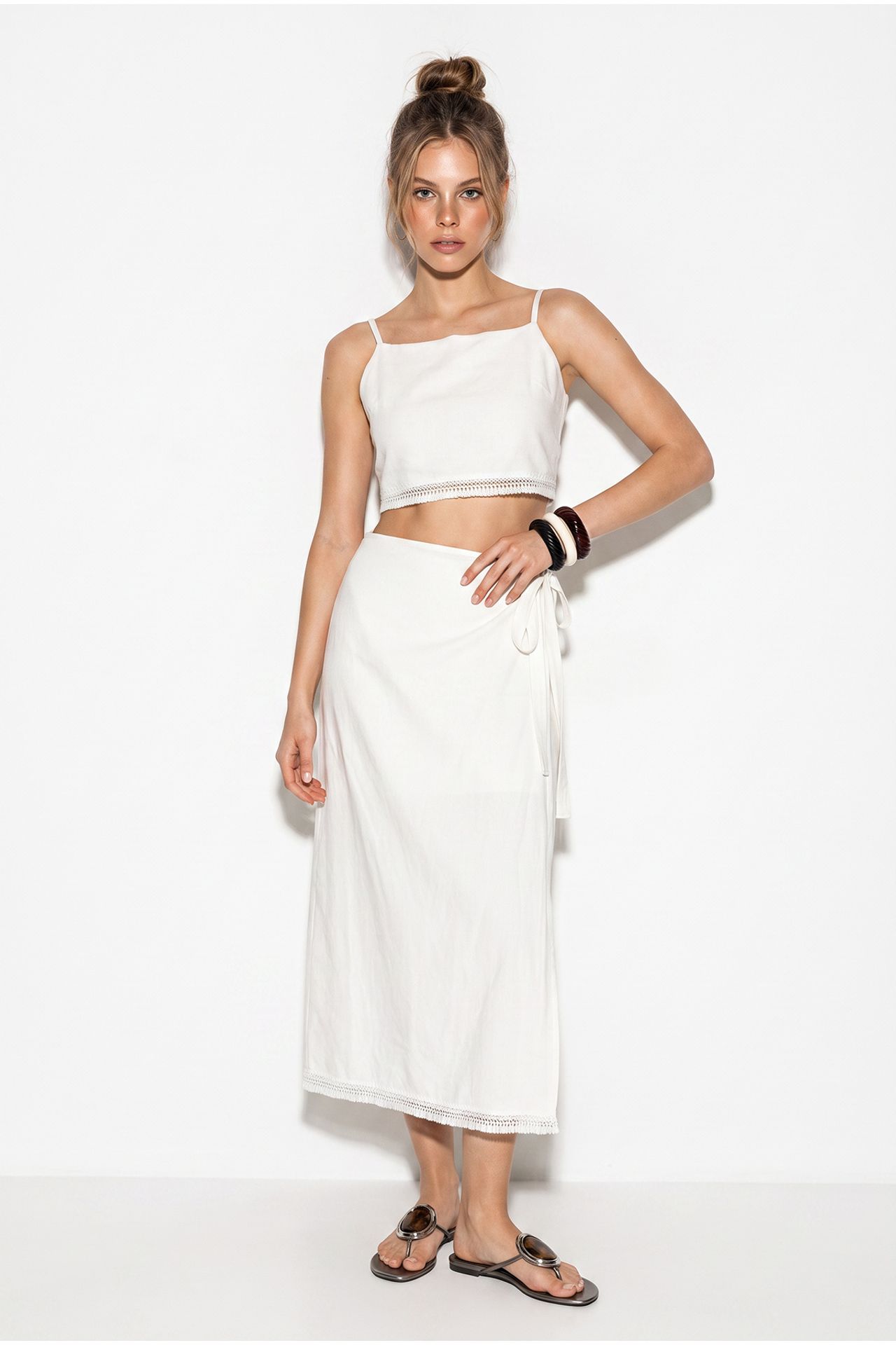 LUCCI Two-Piece Viscose Cotton Blouse And Skirt Set 2