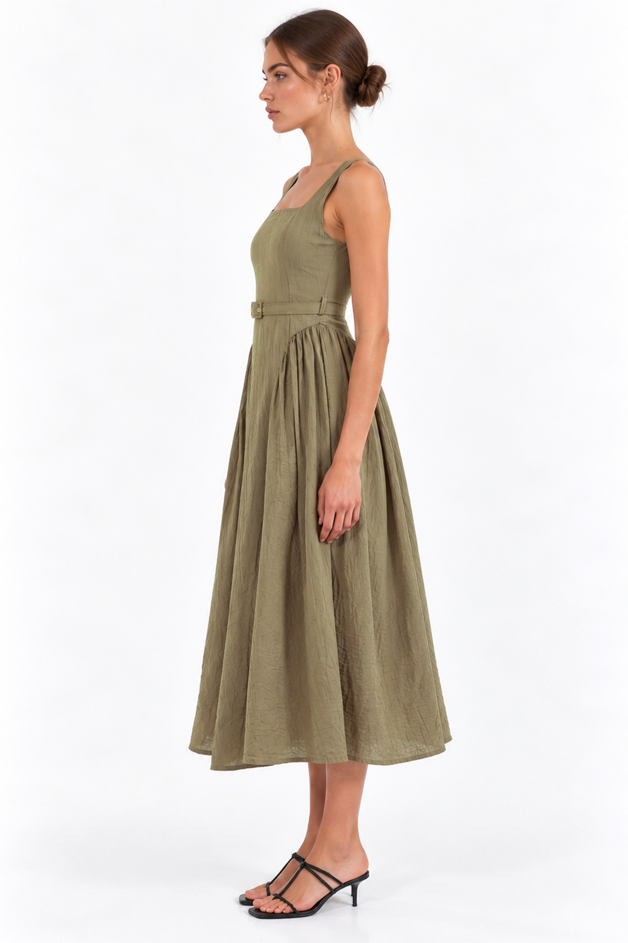 BUSEM Square Collar Belted Midi Dress 2