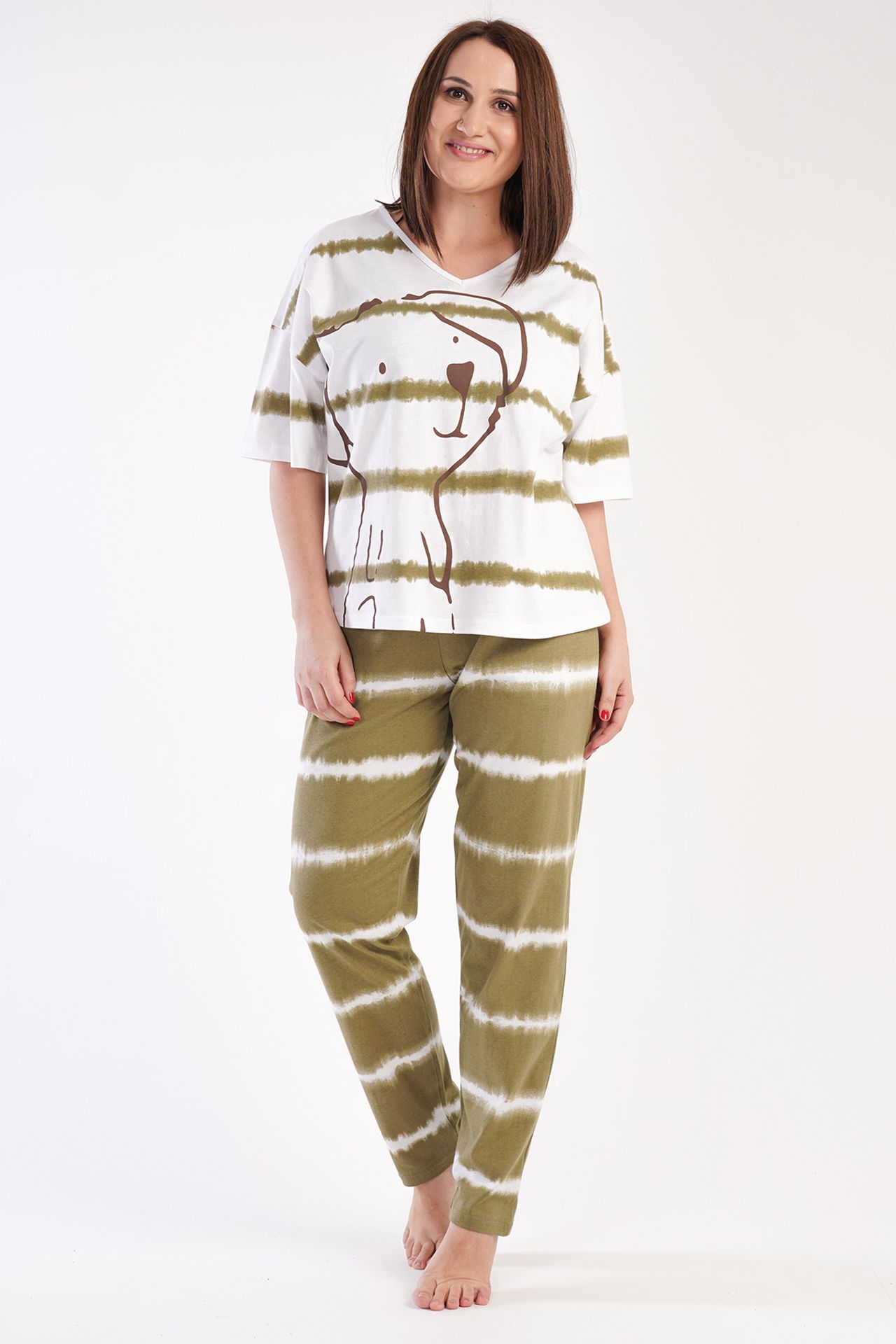 YAKE Rahat V Yaka 2 Parçalı Pijama Takımı 1
