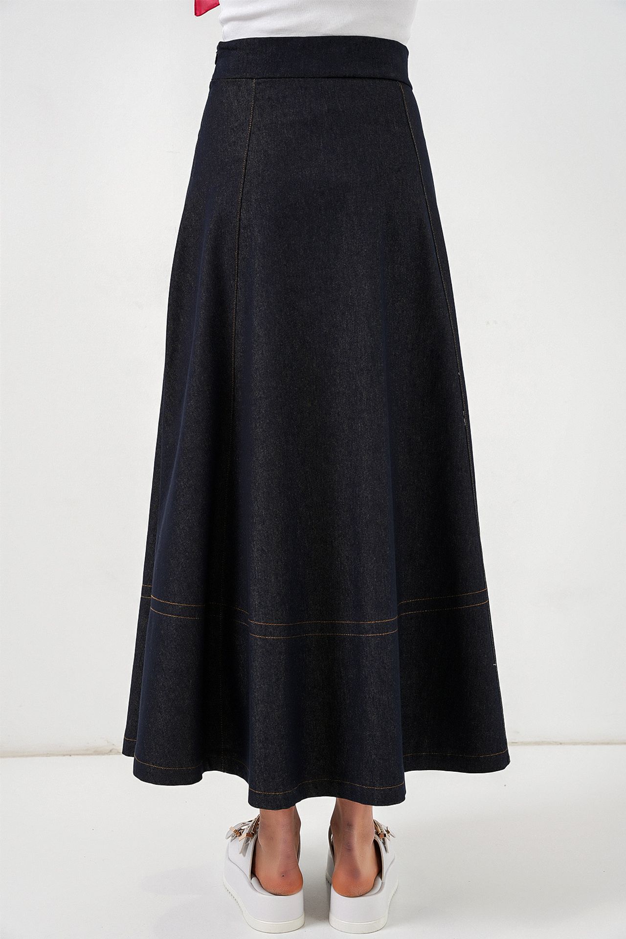 BDART High Waist Denim A-Line Maxi Skirt with Pockets