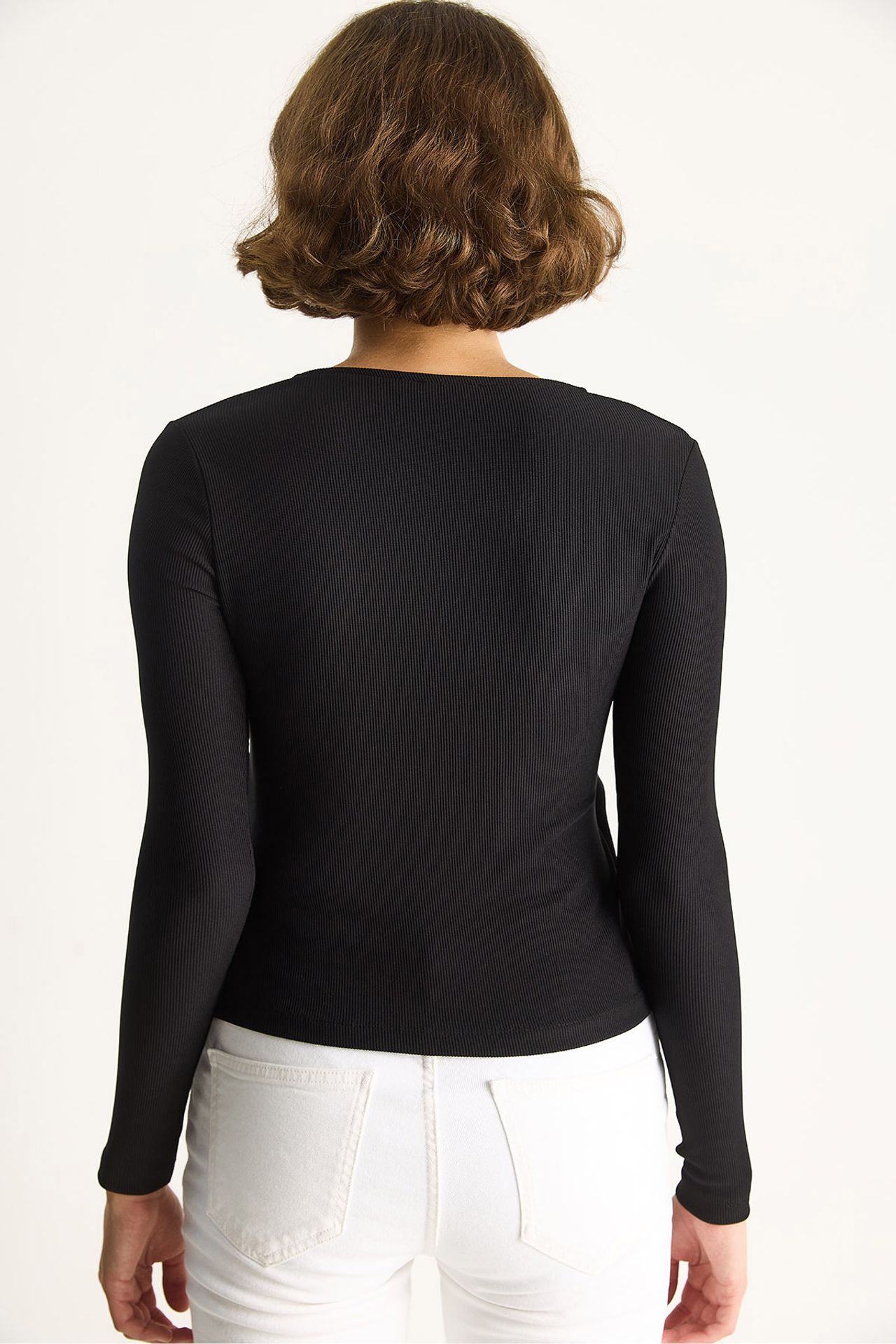 LUCCI Textured V-Neck Long-Sleeve Wrap Blouse 6