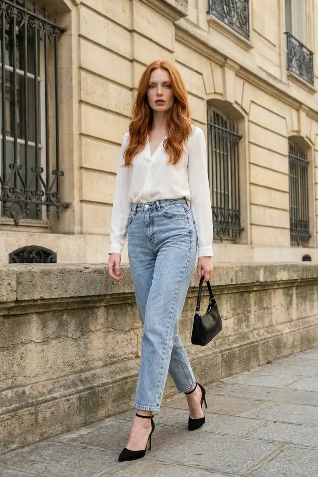 MY FASHION High Waist Slim Fit Denim Pants